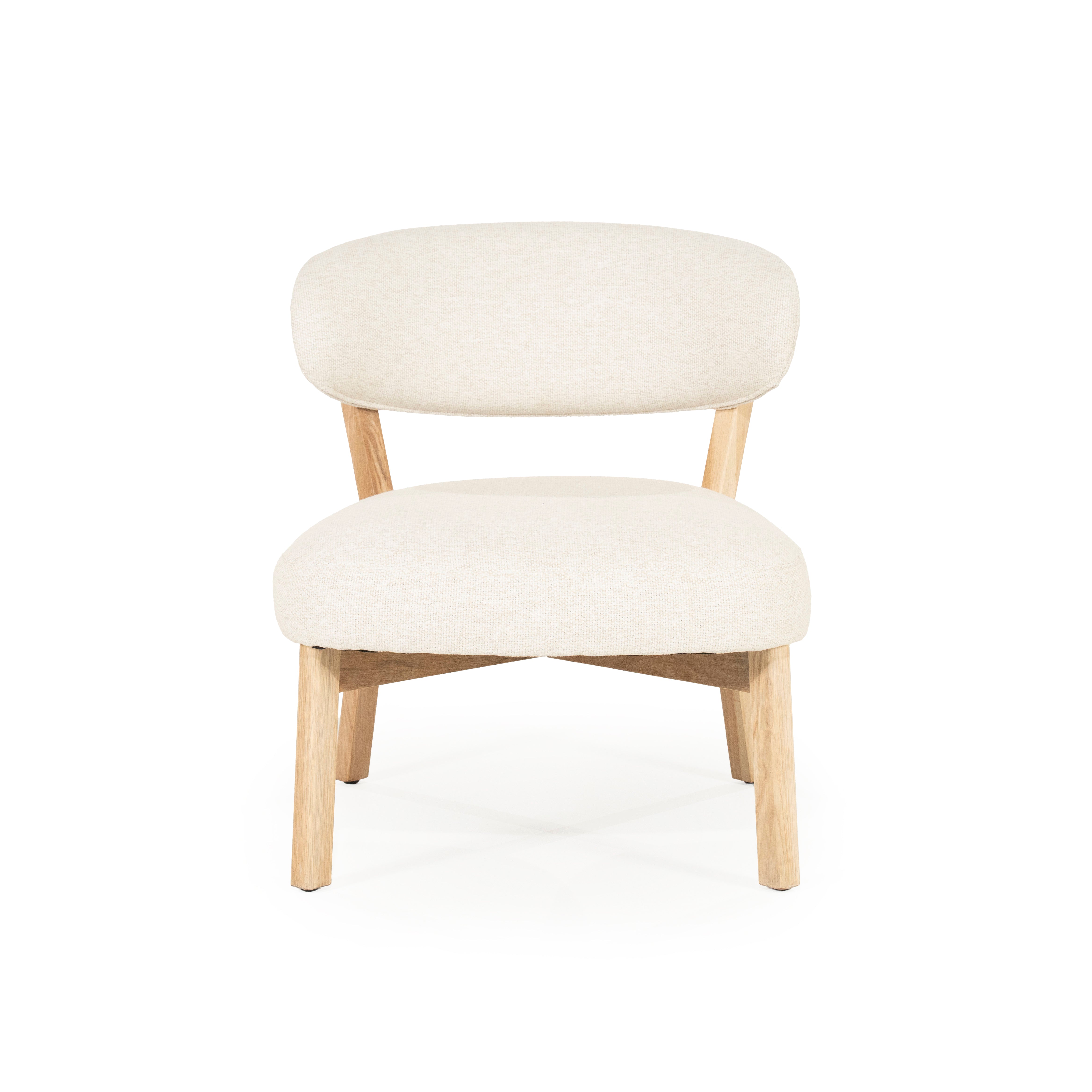 MIKKY Armchair in Light Beige with Light Wooden Base