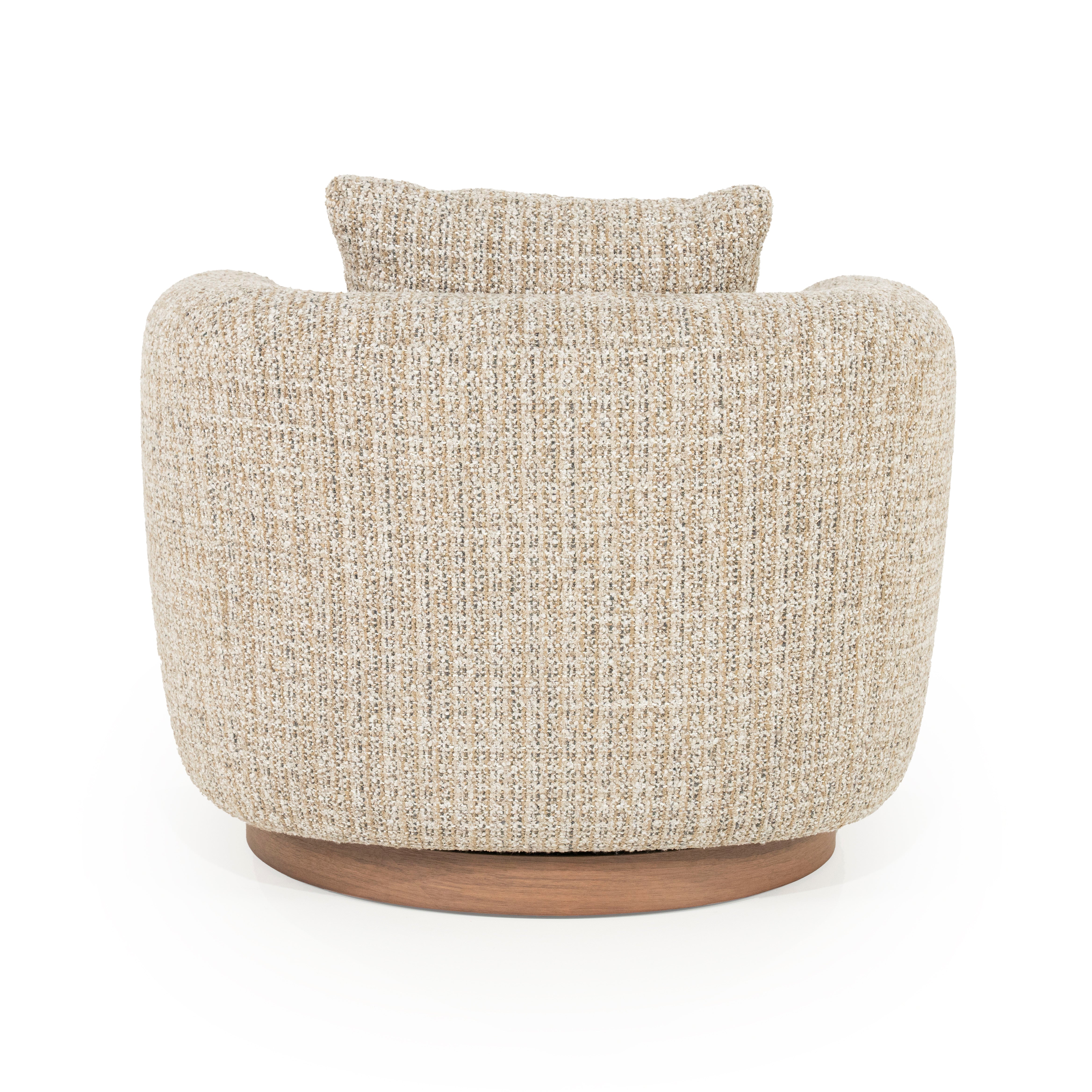 Fotel obrotowy JORDAN beżowy z drewnianą podstawą