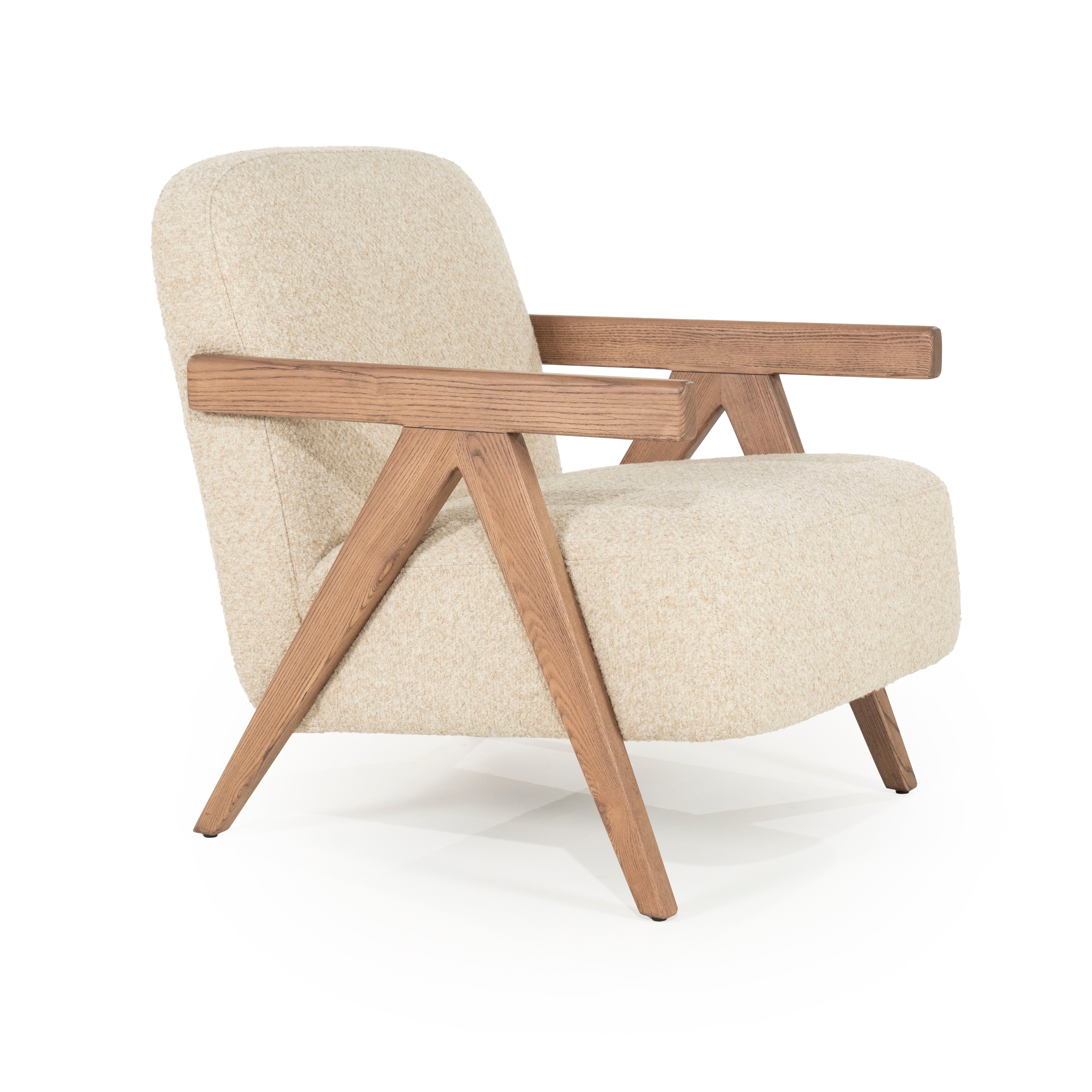 Sessel FRANCIS beige mit Holzgestell