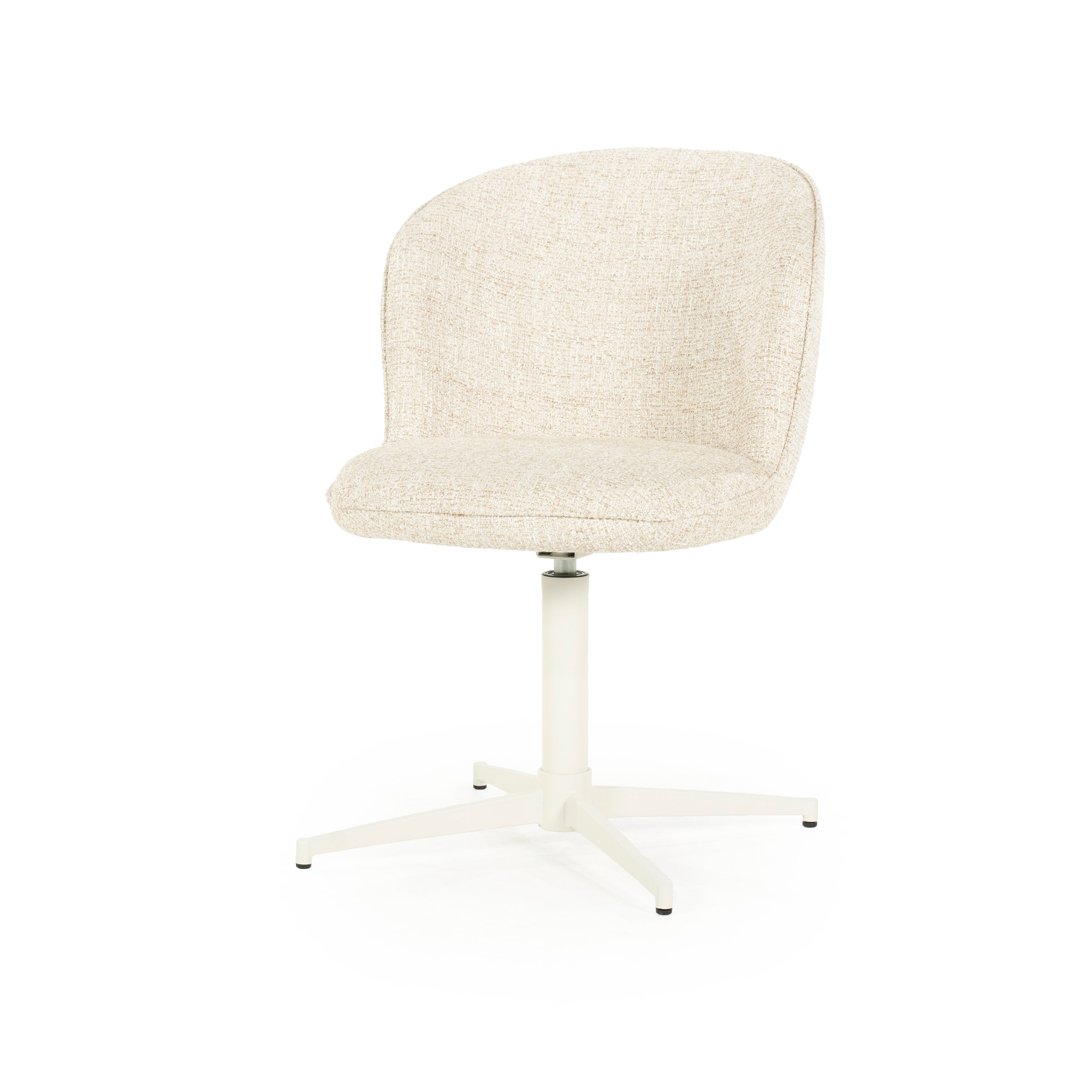 MOLLY Cream Swivel Chair with Cream Base