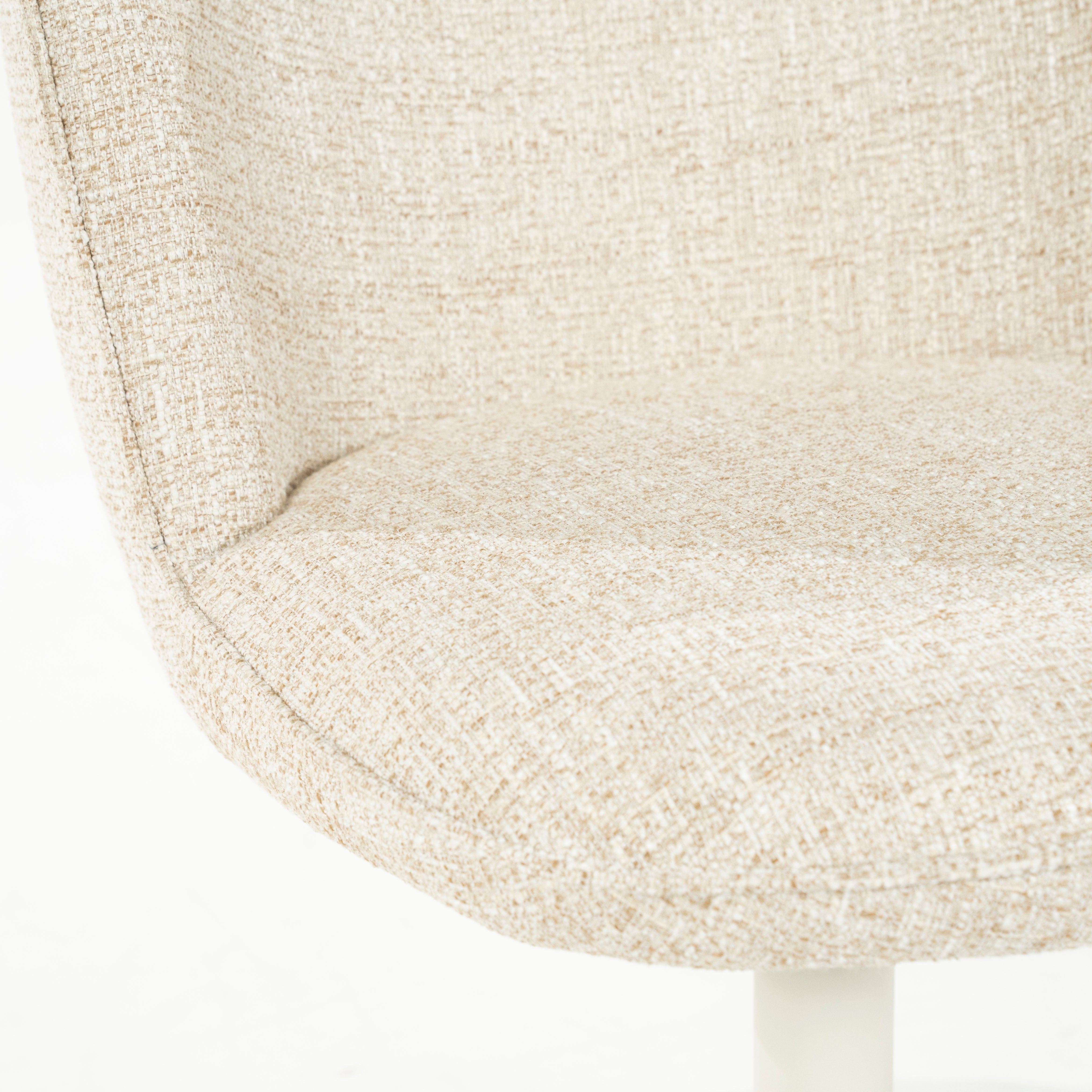 MOLLY Cream Swivel Chair with Cream Base