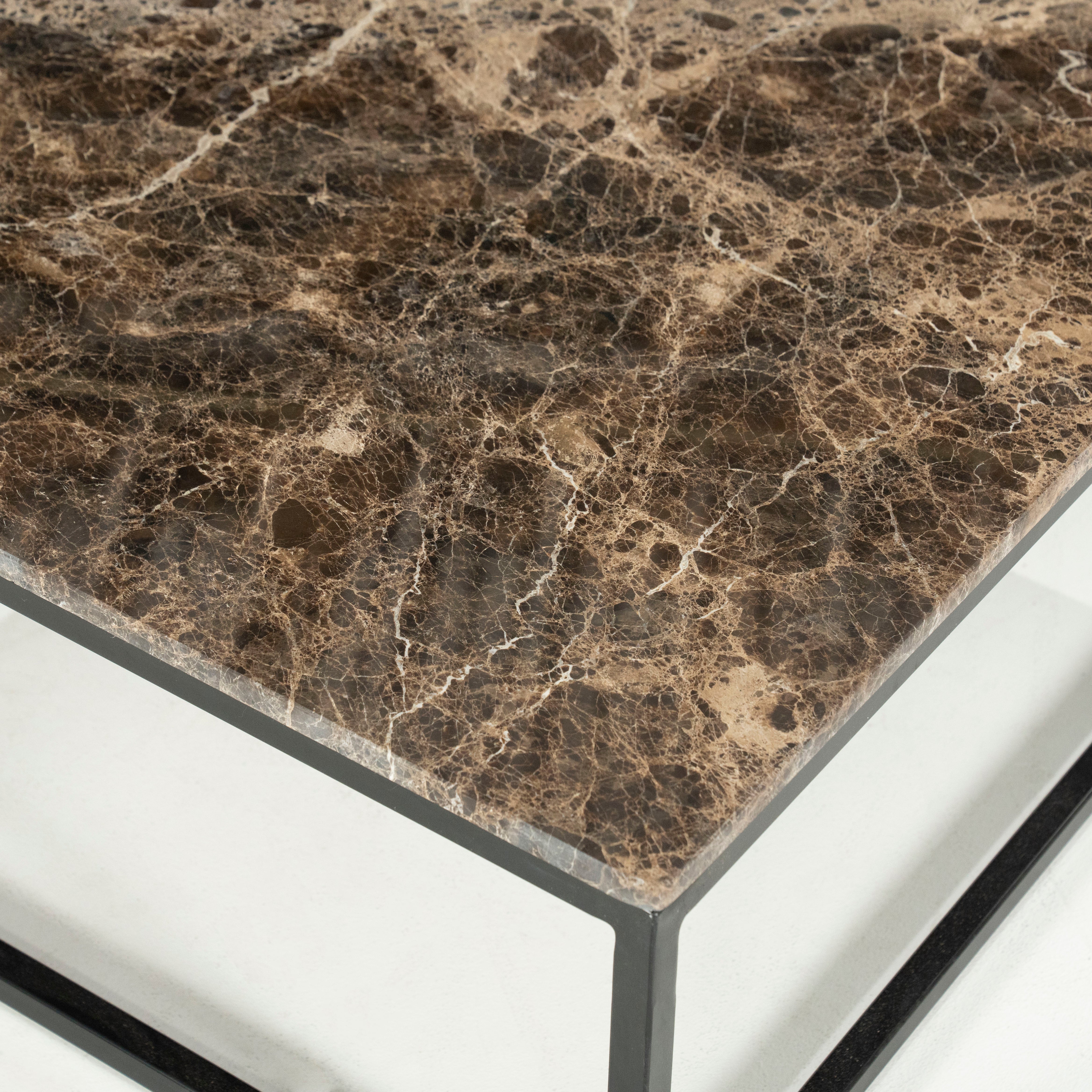 Koffietafel RICO donkerbruin marmer met metalen basis