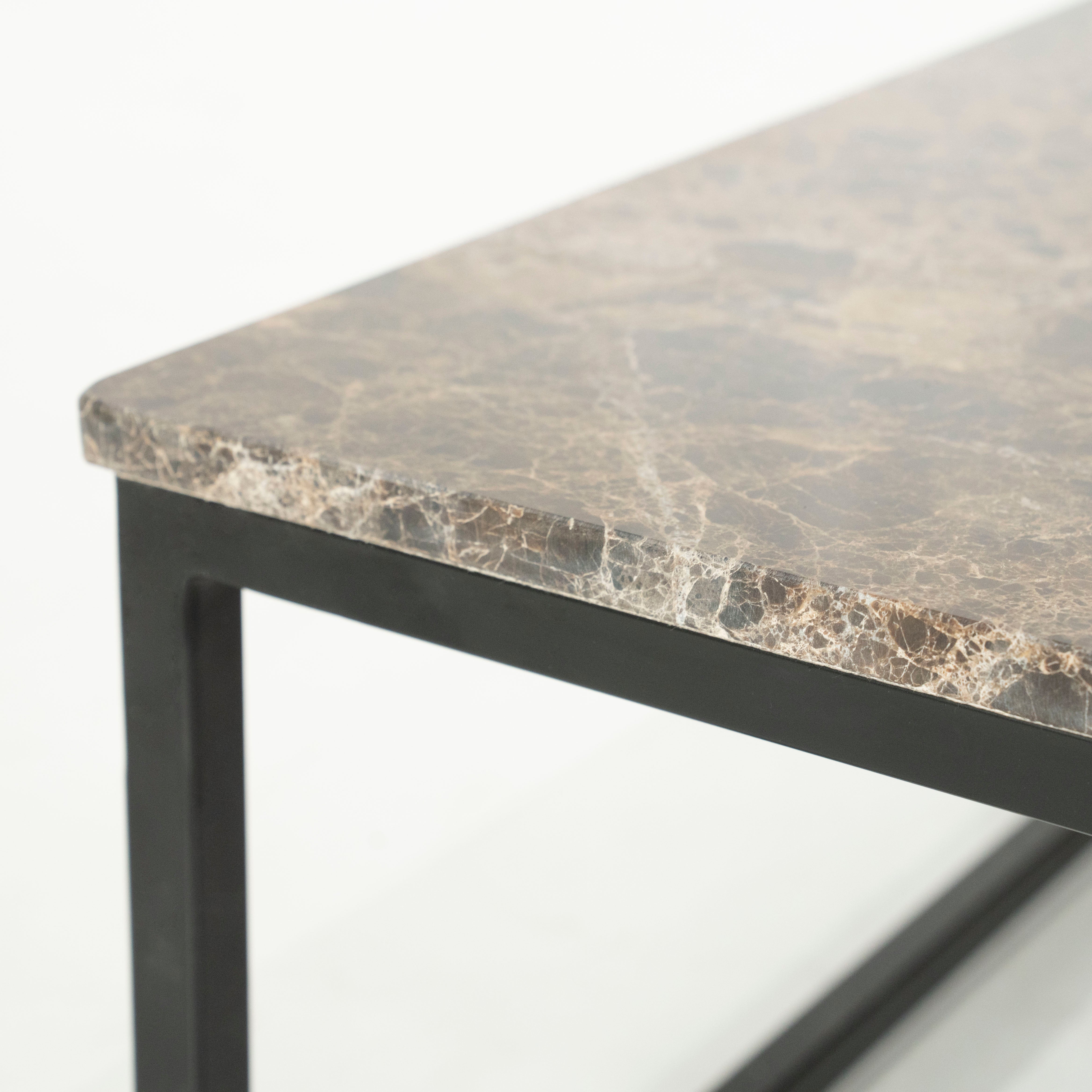 Koffietafel RICO donkerbruin marmer met metalen basis