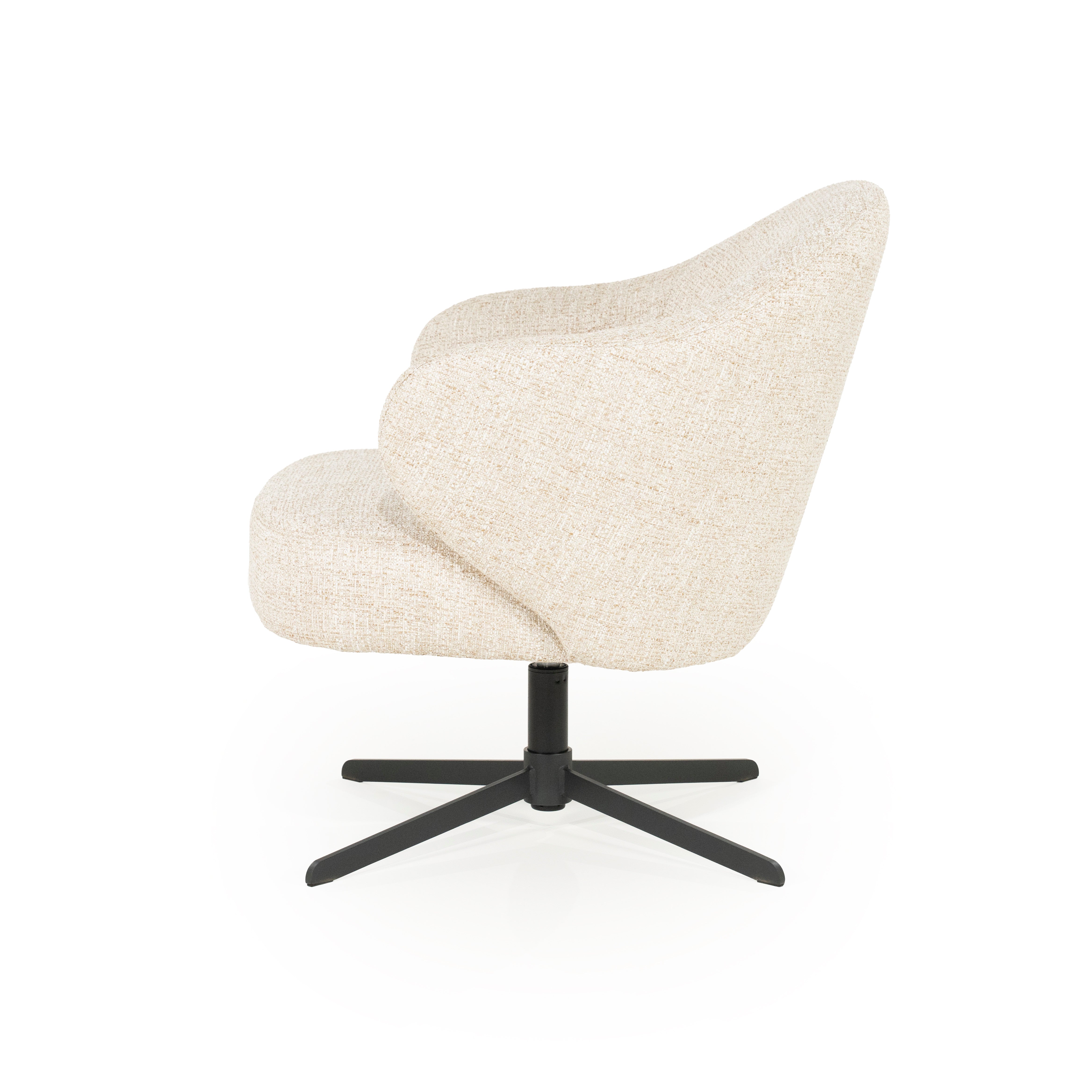 CONNOR light beige swivel armchair with black base