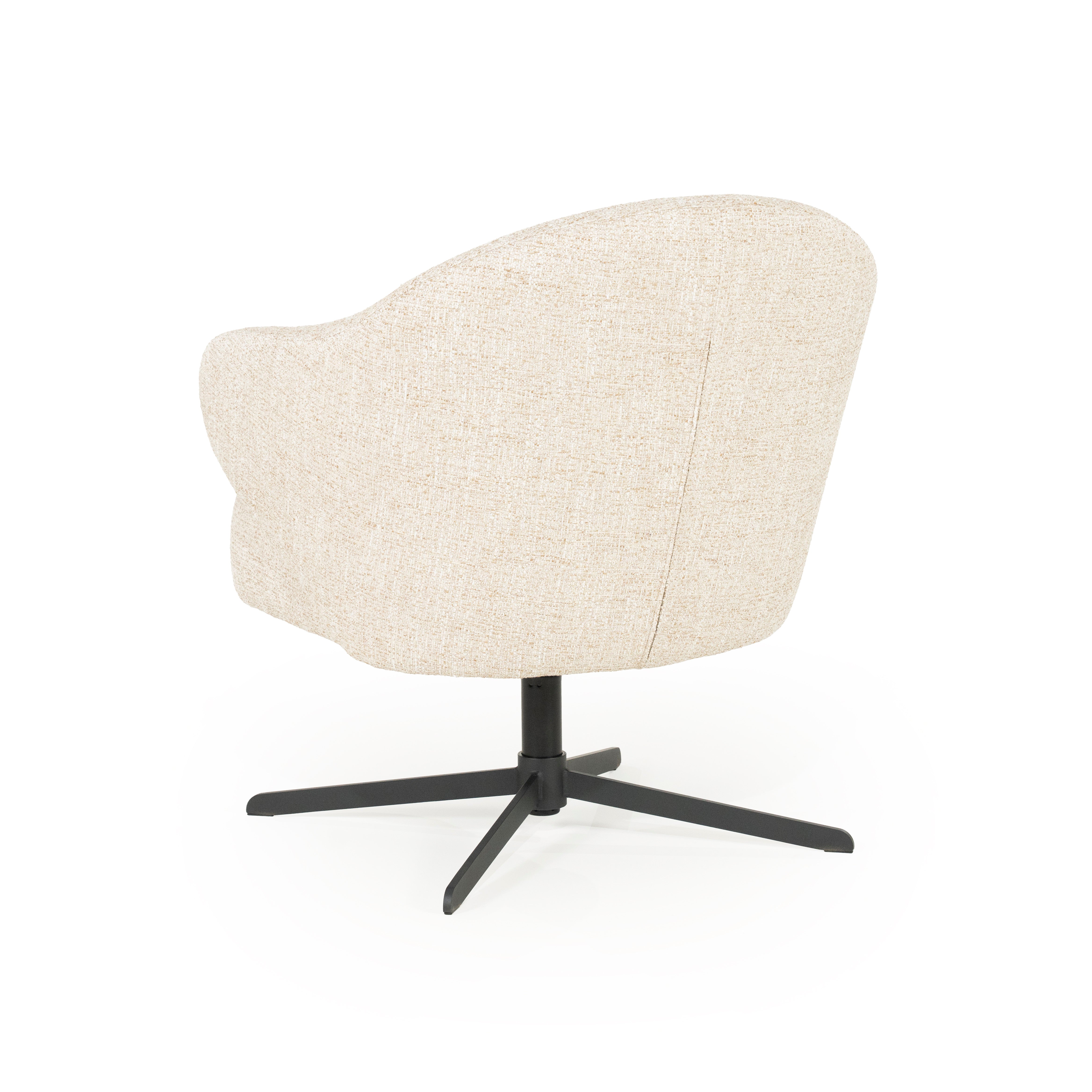 CONNOR light beige swivel armchair with black base