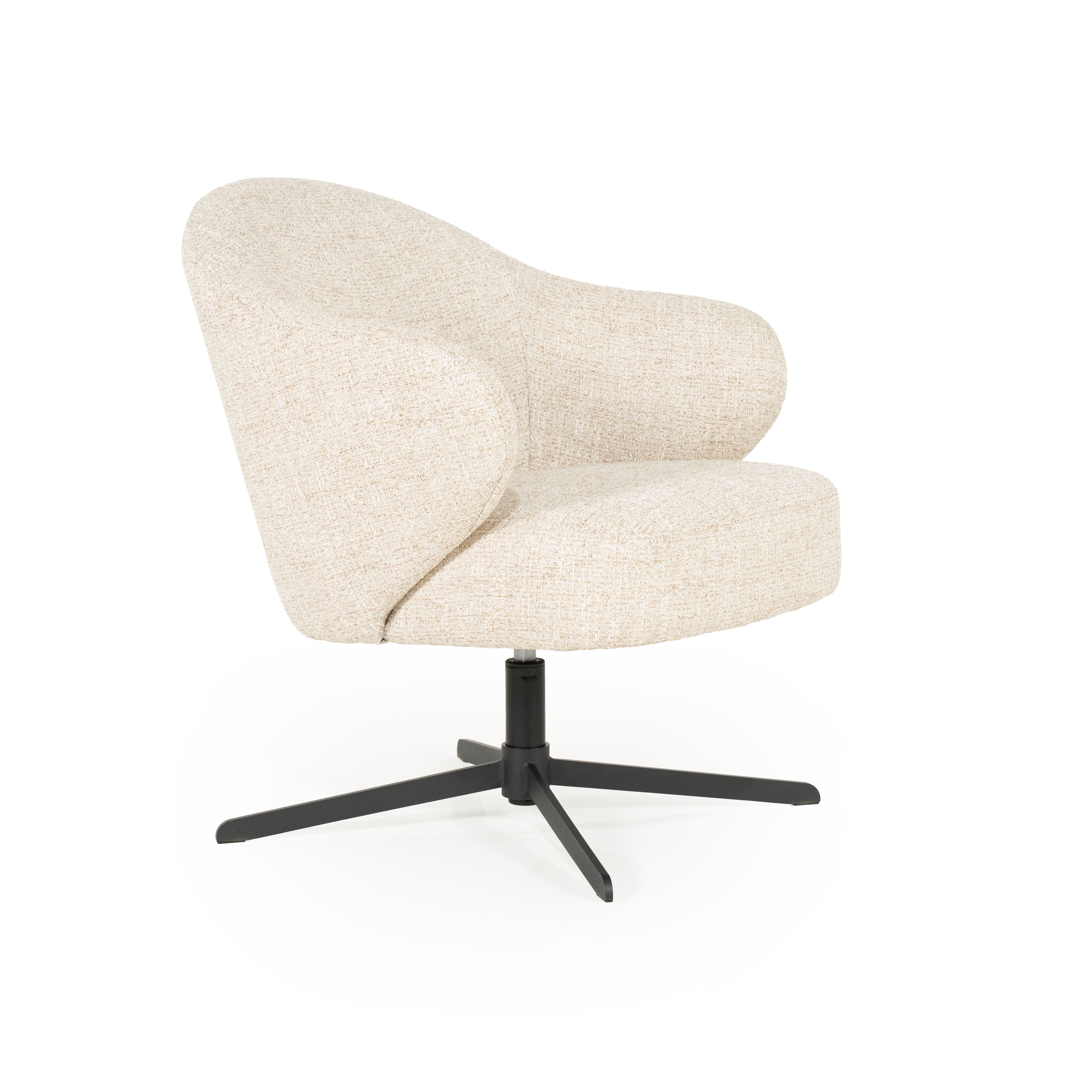 CONNOR light beige swivel armchair with black base