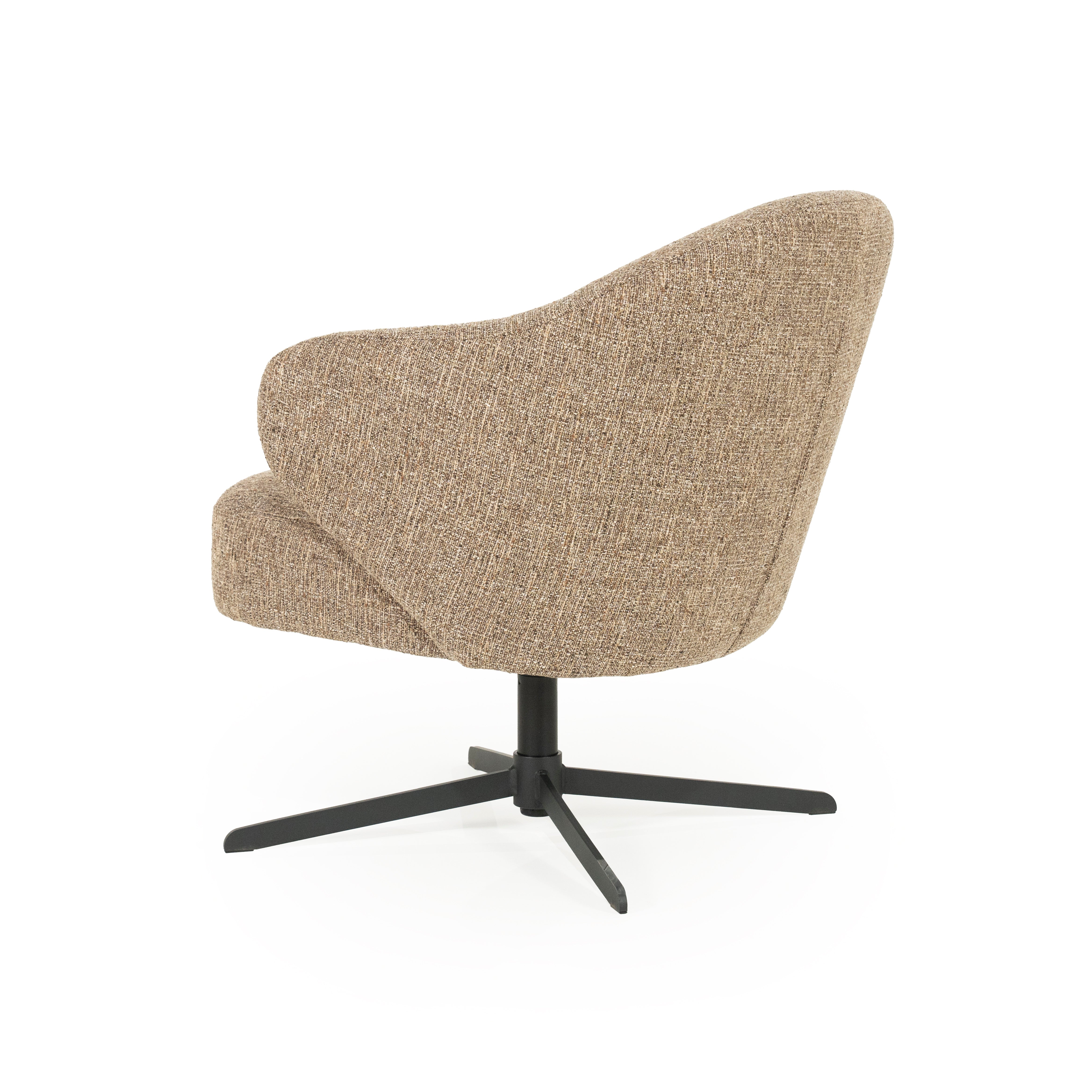 CONNOR brown swivel armchair with black base