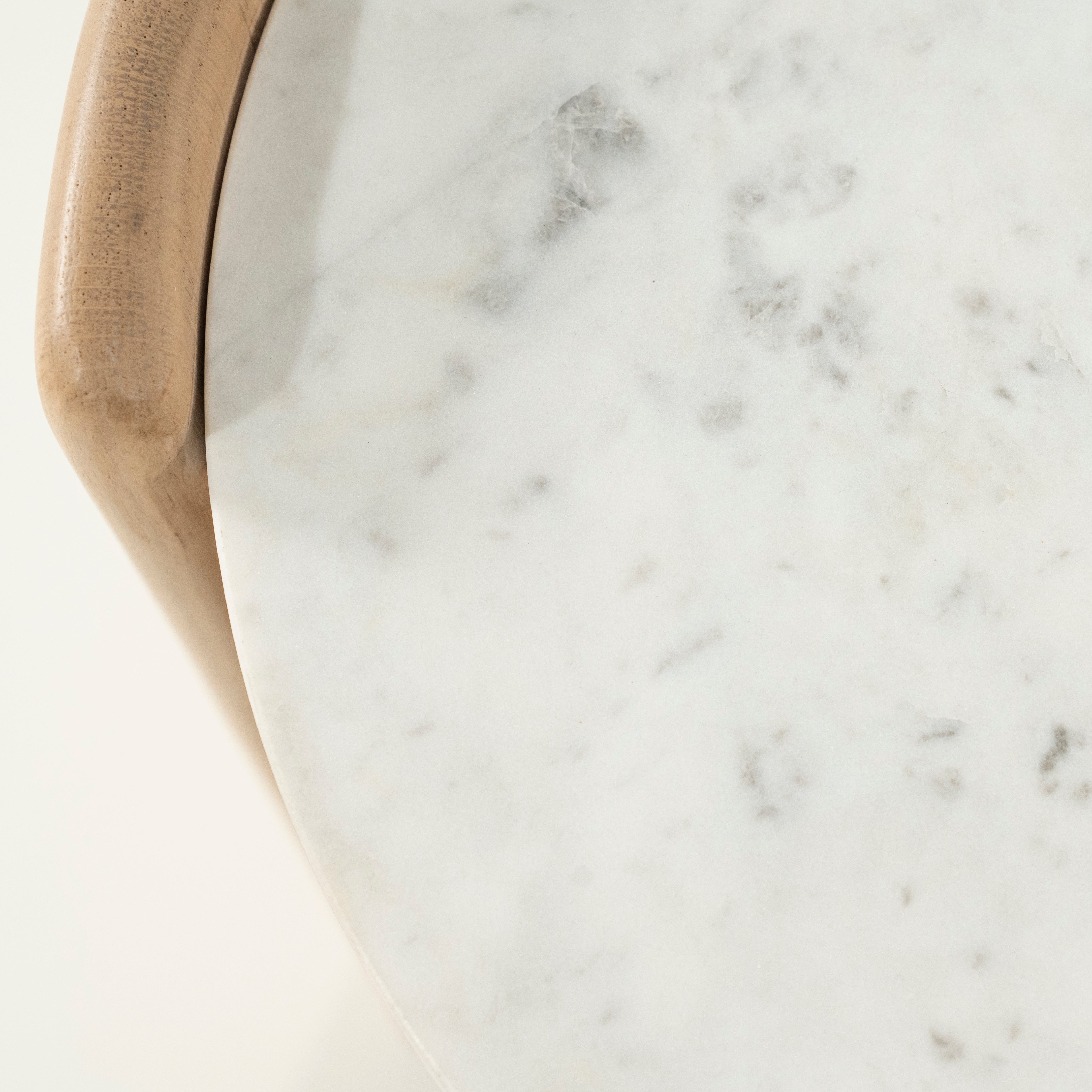 DON side table made of oak wood with a marble top