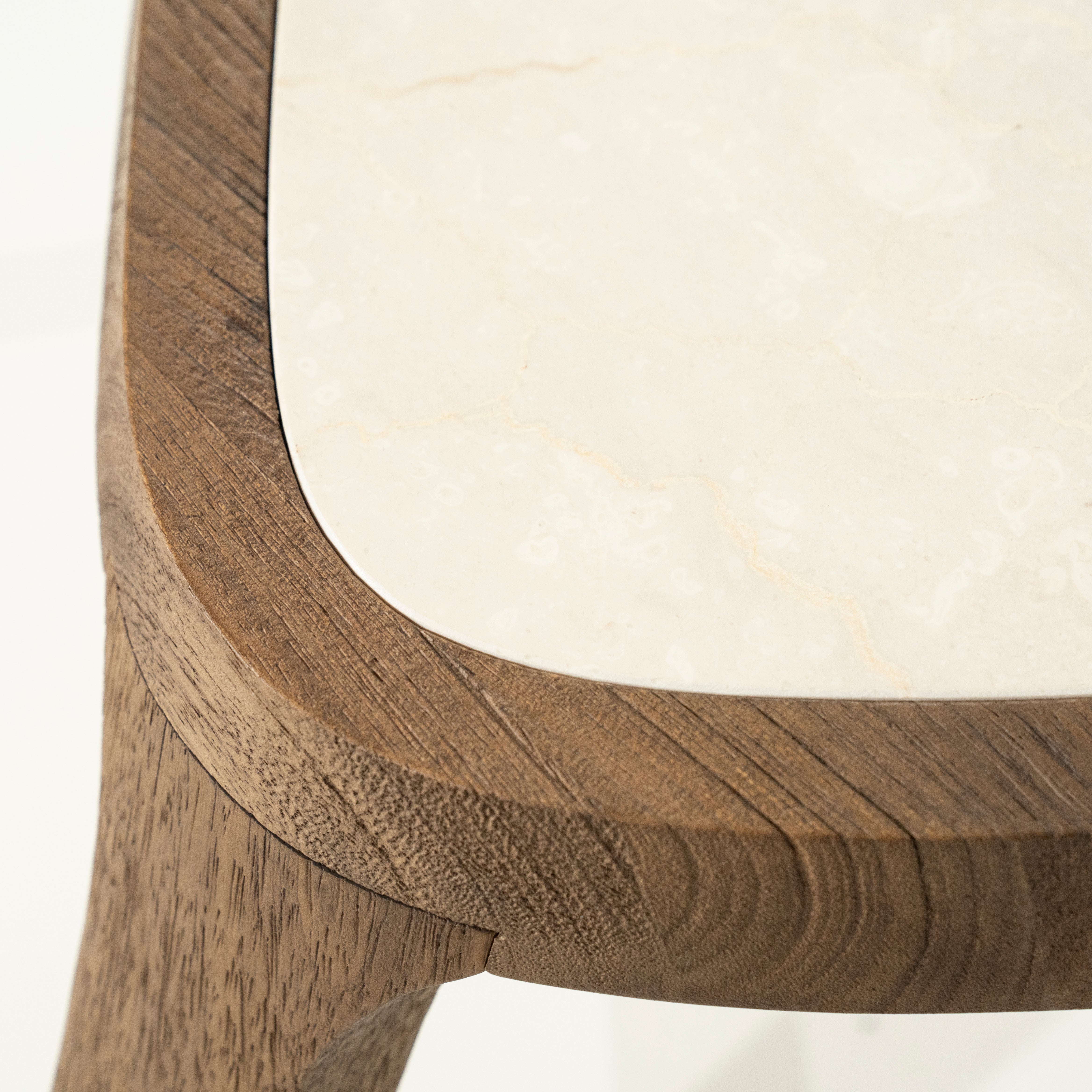 Zijtafel FRED crème marmer met houten basis