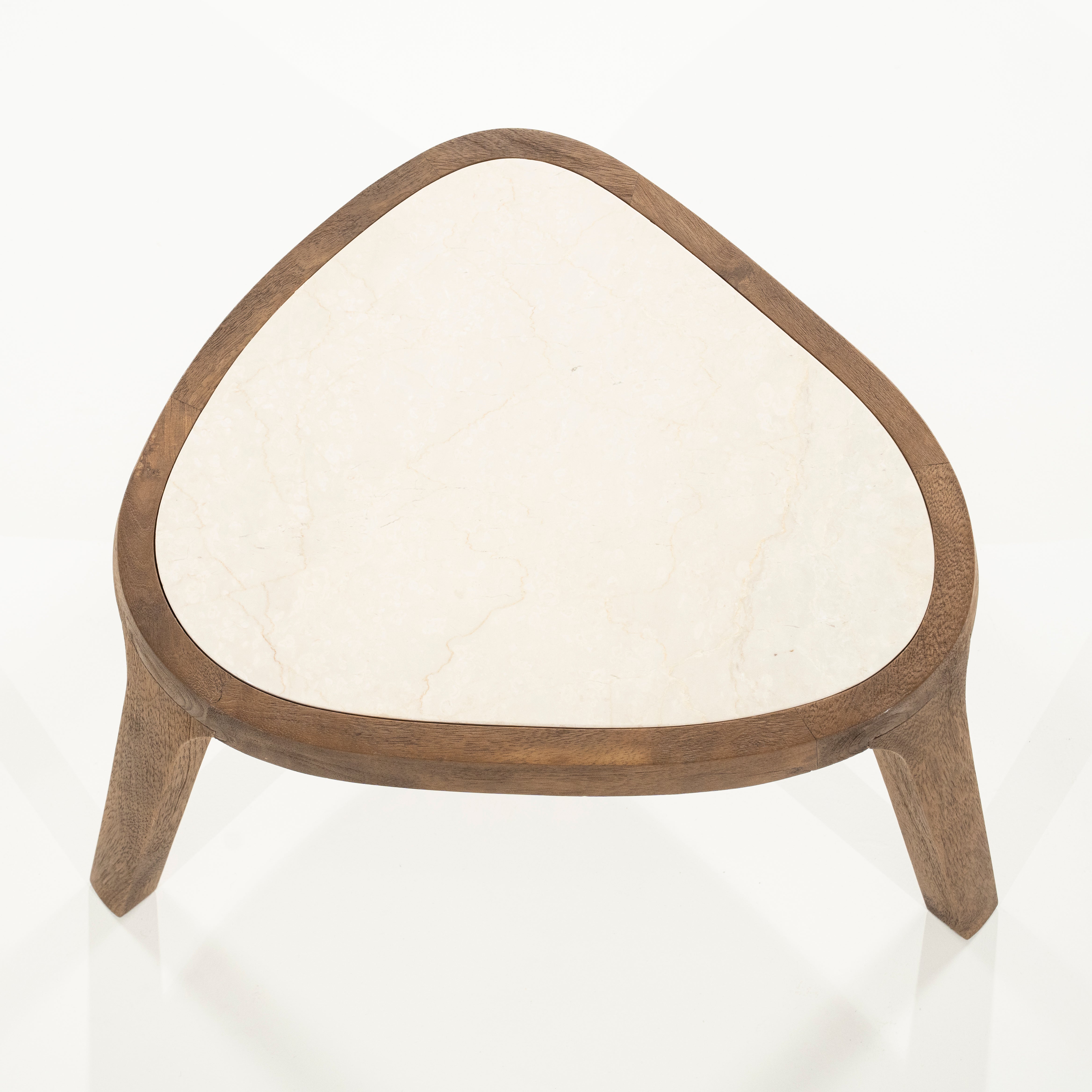 Koffietafel FRED crème marmer met houten basis