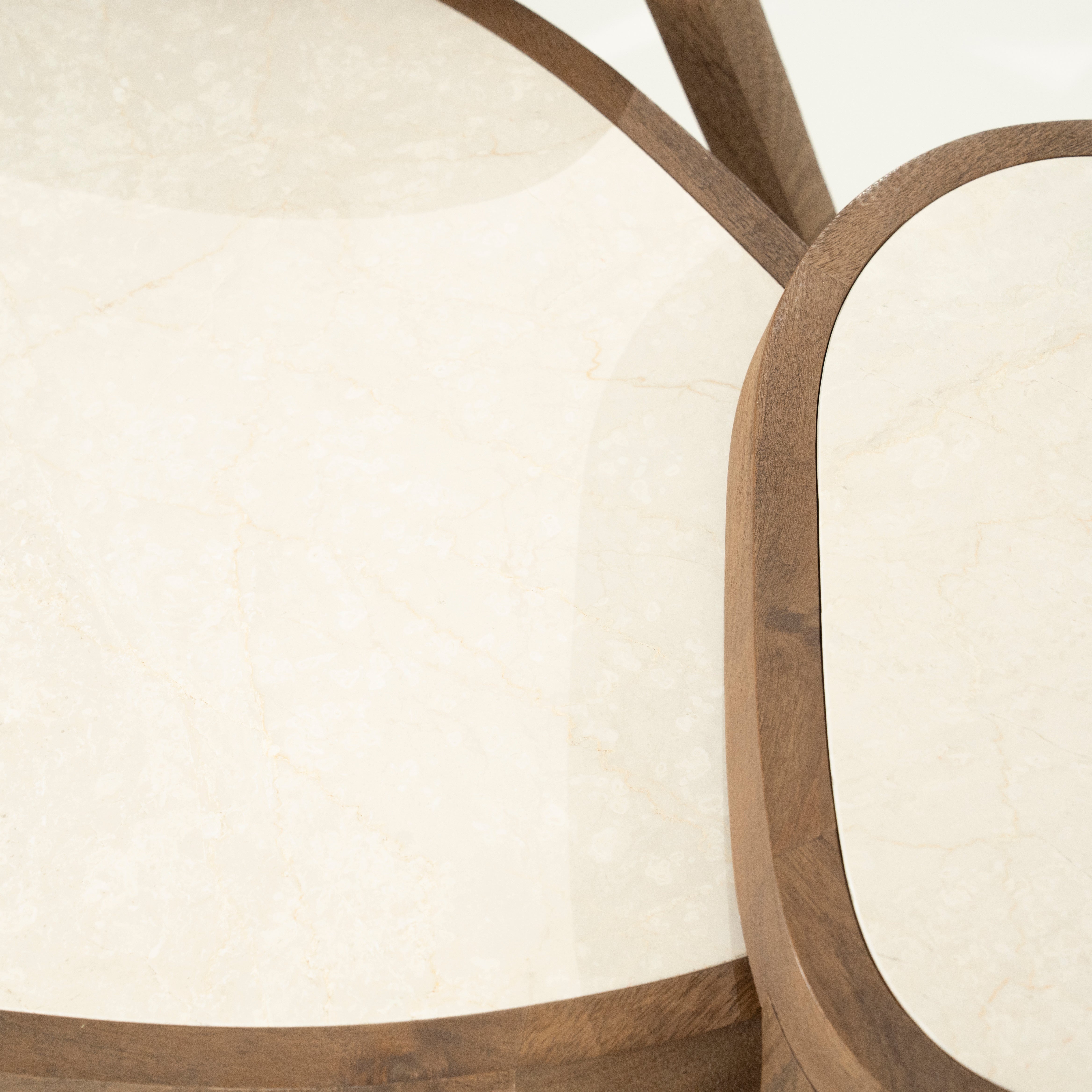 Koffietafel FRED crème marmer met houten basis