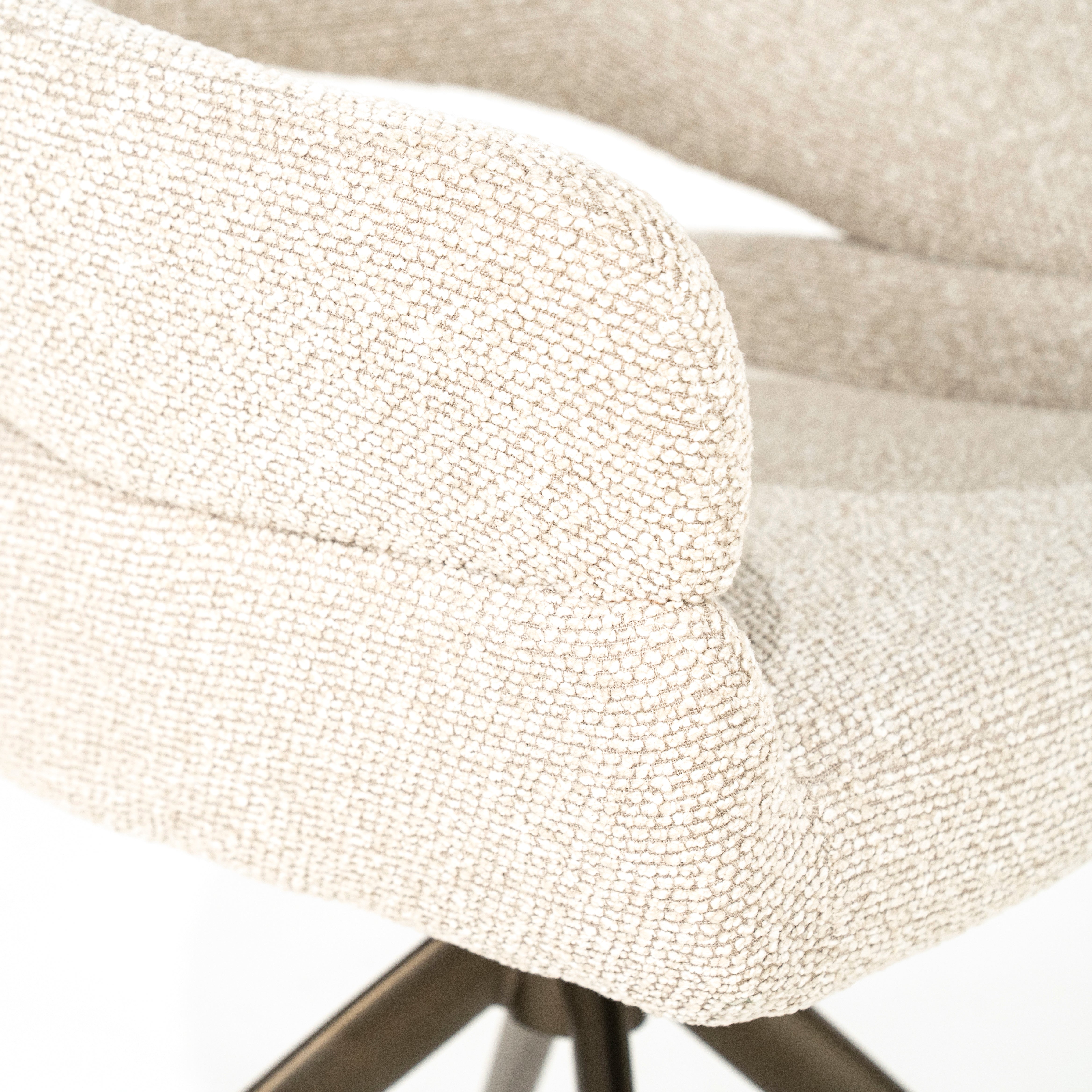 HAILEY beige swivel chair with dark brown base