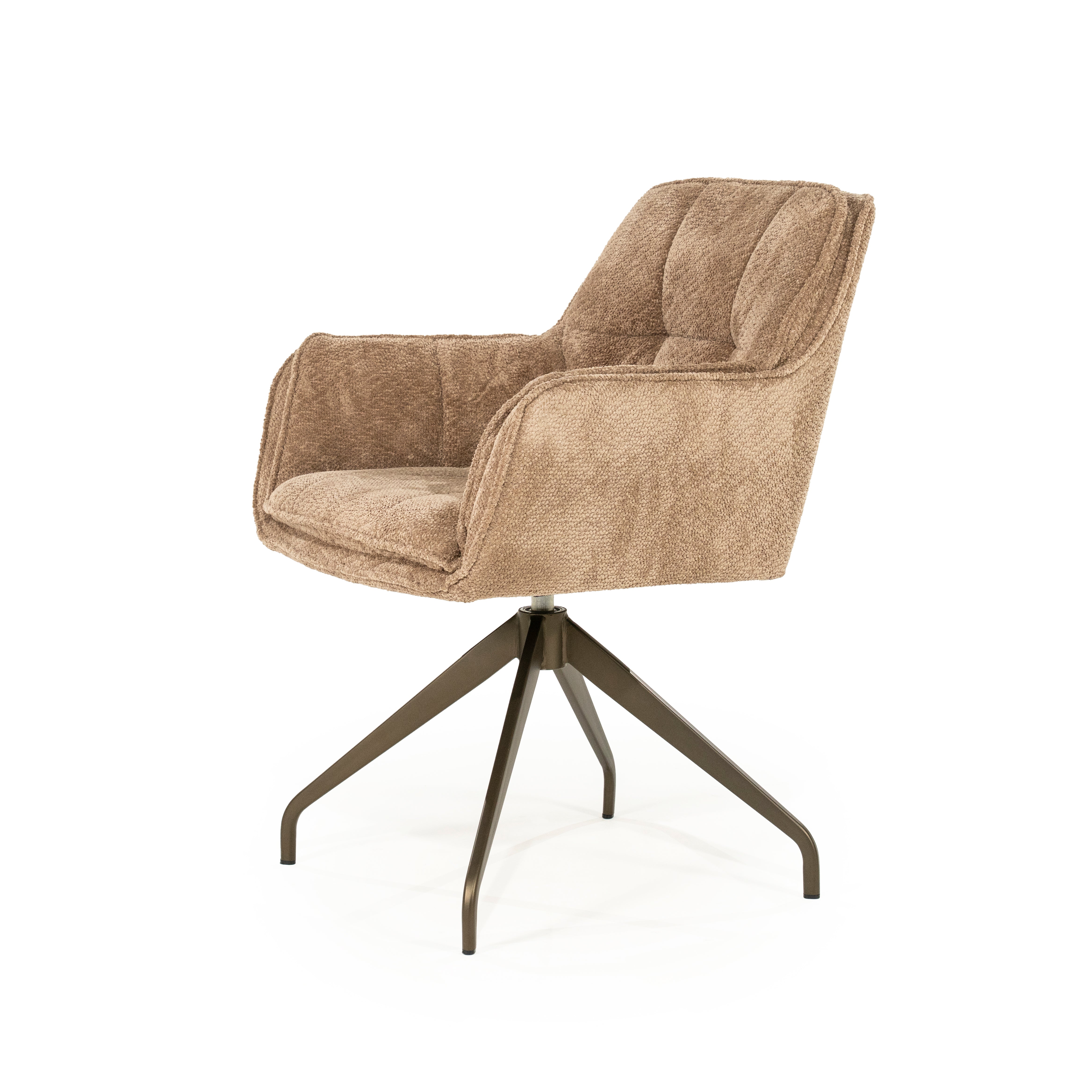 HUGO taupe swivel chair with dark brown base