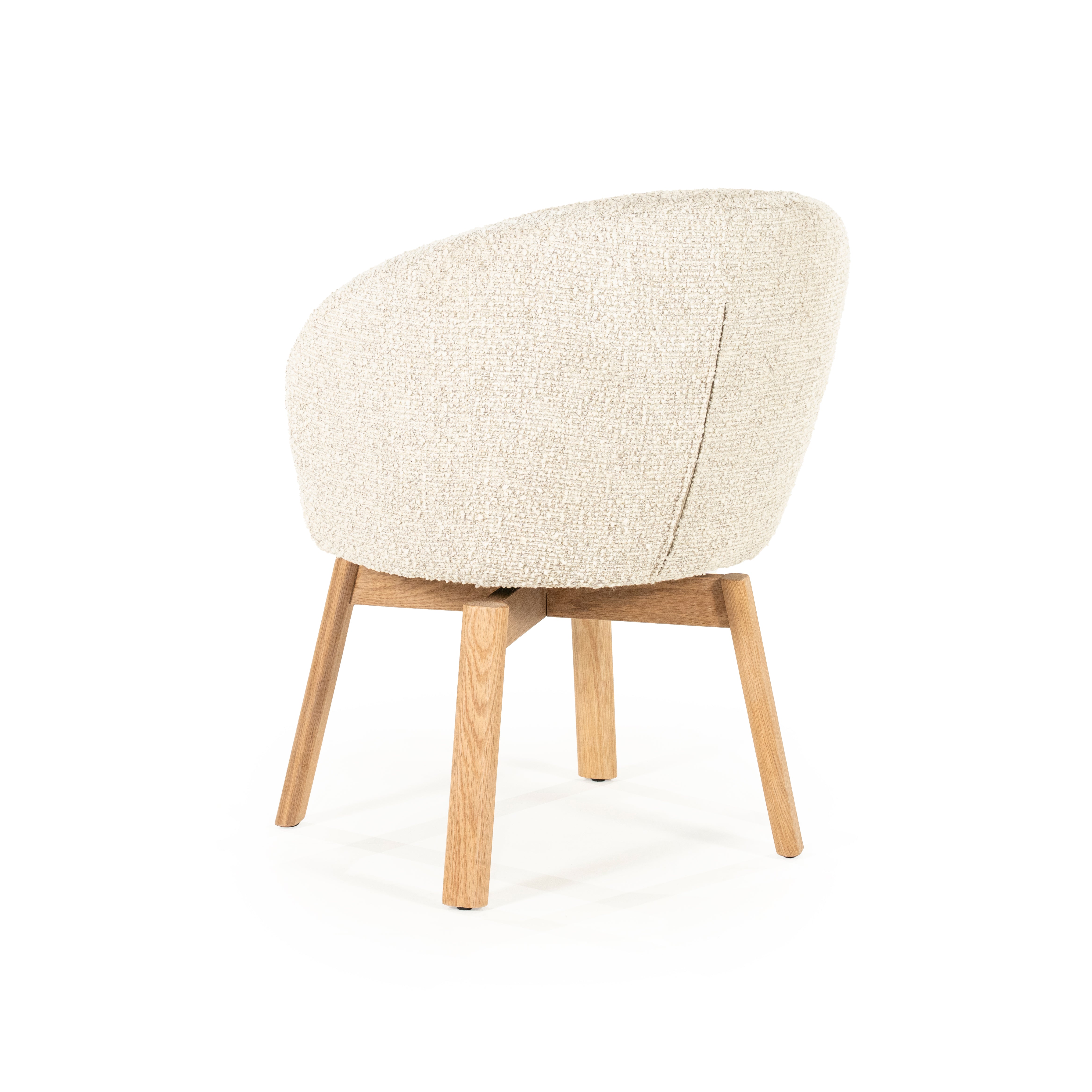 Drehstuhl LIVIA creme mit Holzfuß