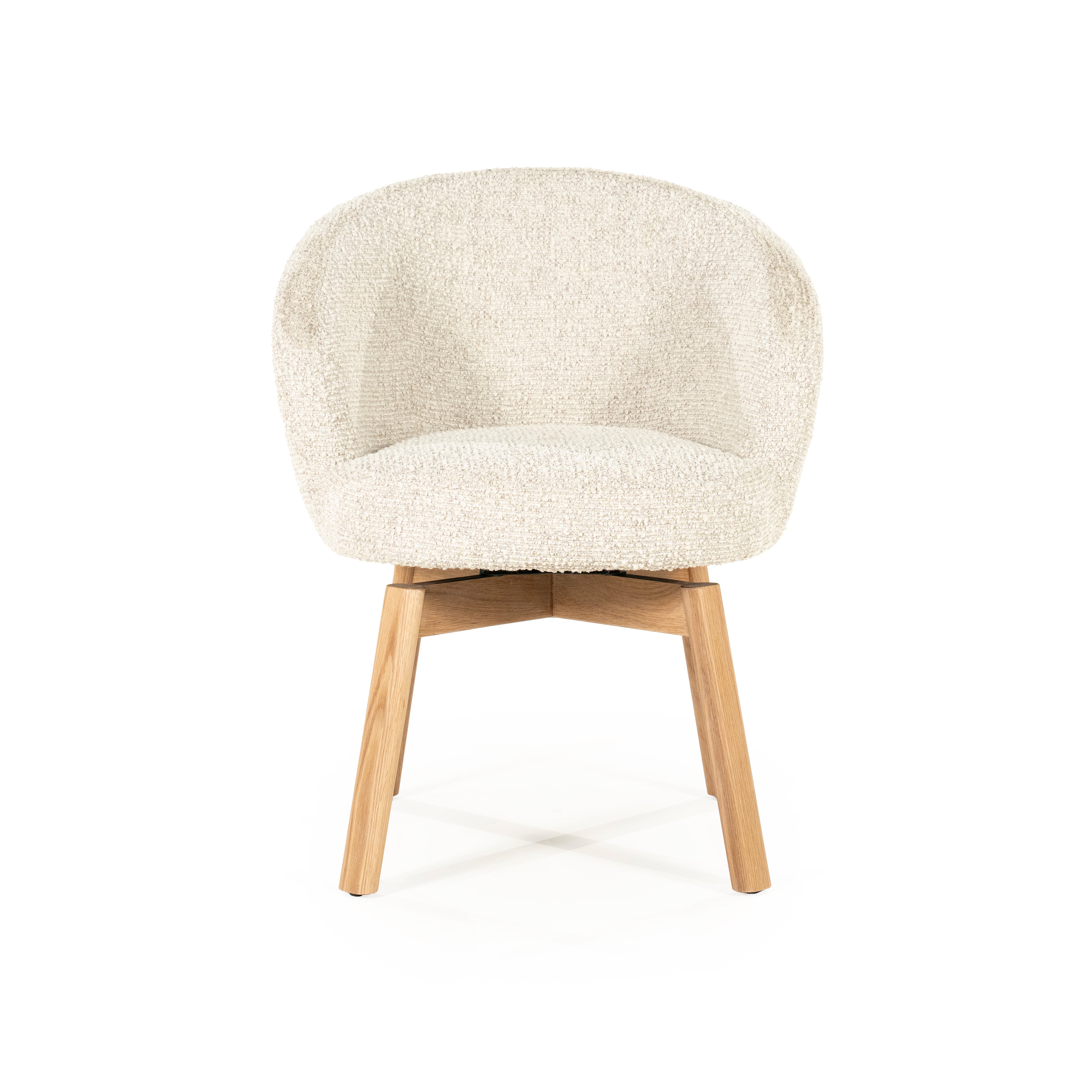 Drehstuhl LIVIA creme mit Holzfuß