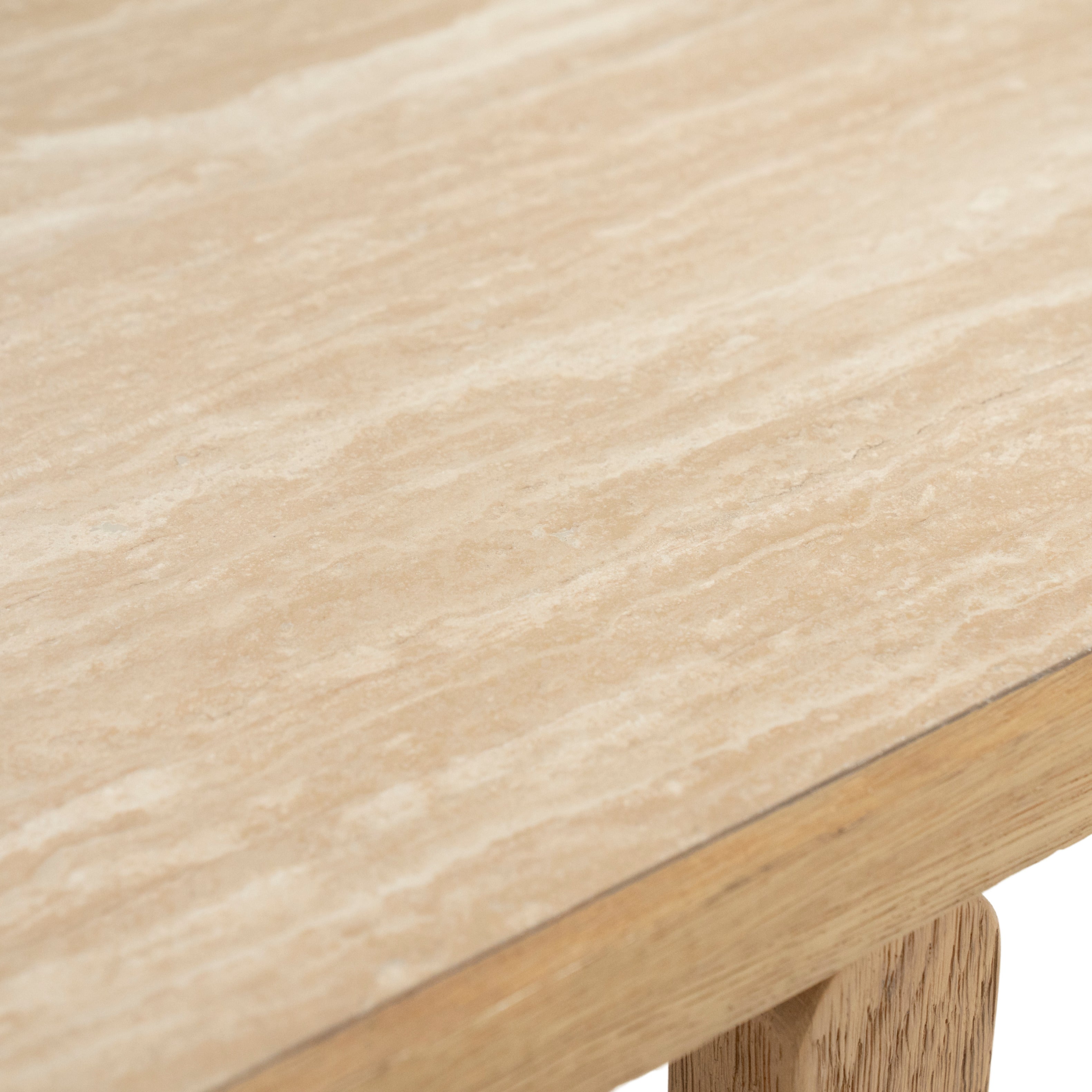 Salontafel VIDAR van travertin met een eiken basis