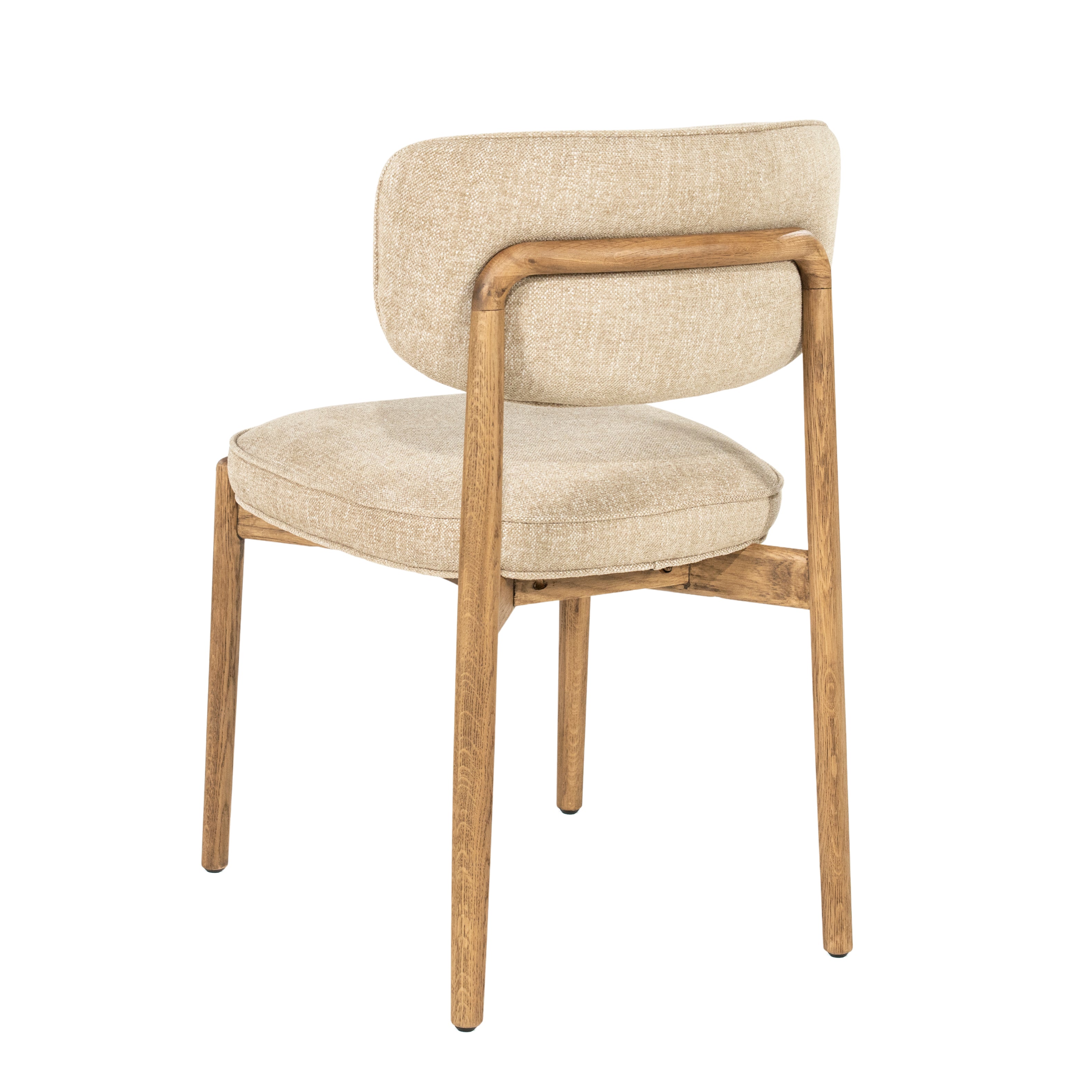 Beige RUNE stoel met een eikenhouten basis