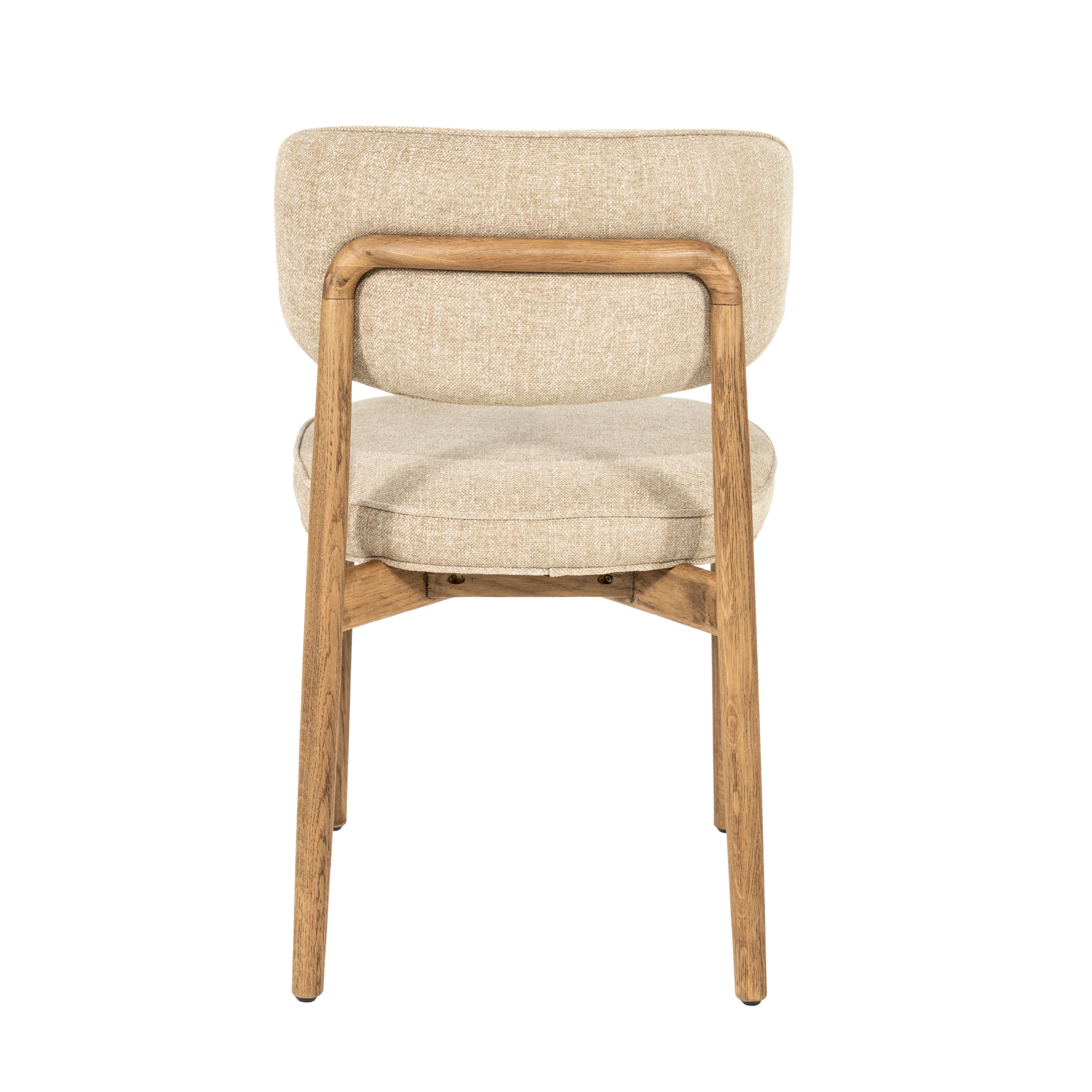 Beige RUNE stoel met een eikenhouten basis