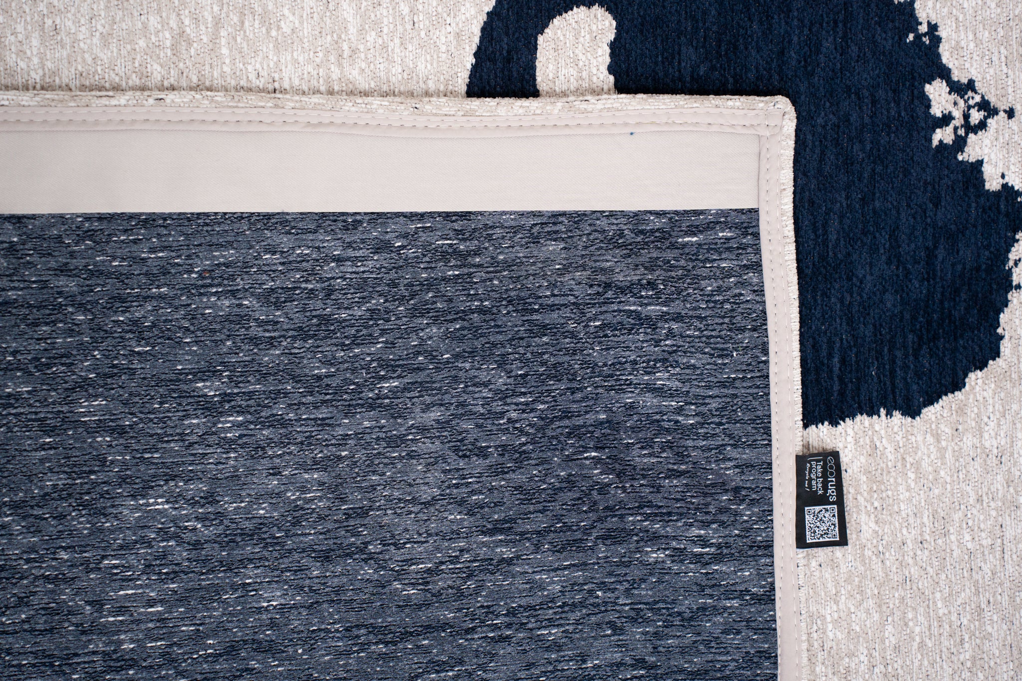 RIBBON Beige Carpet with Dark Blue