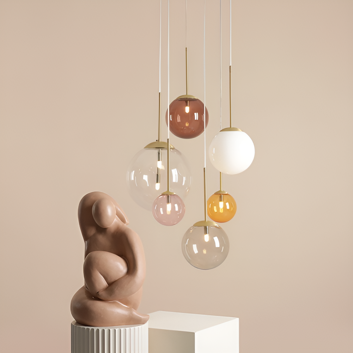 Hanglamp BOSSO RING kleurrijk glas