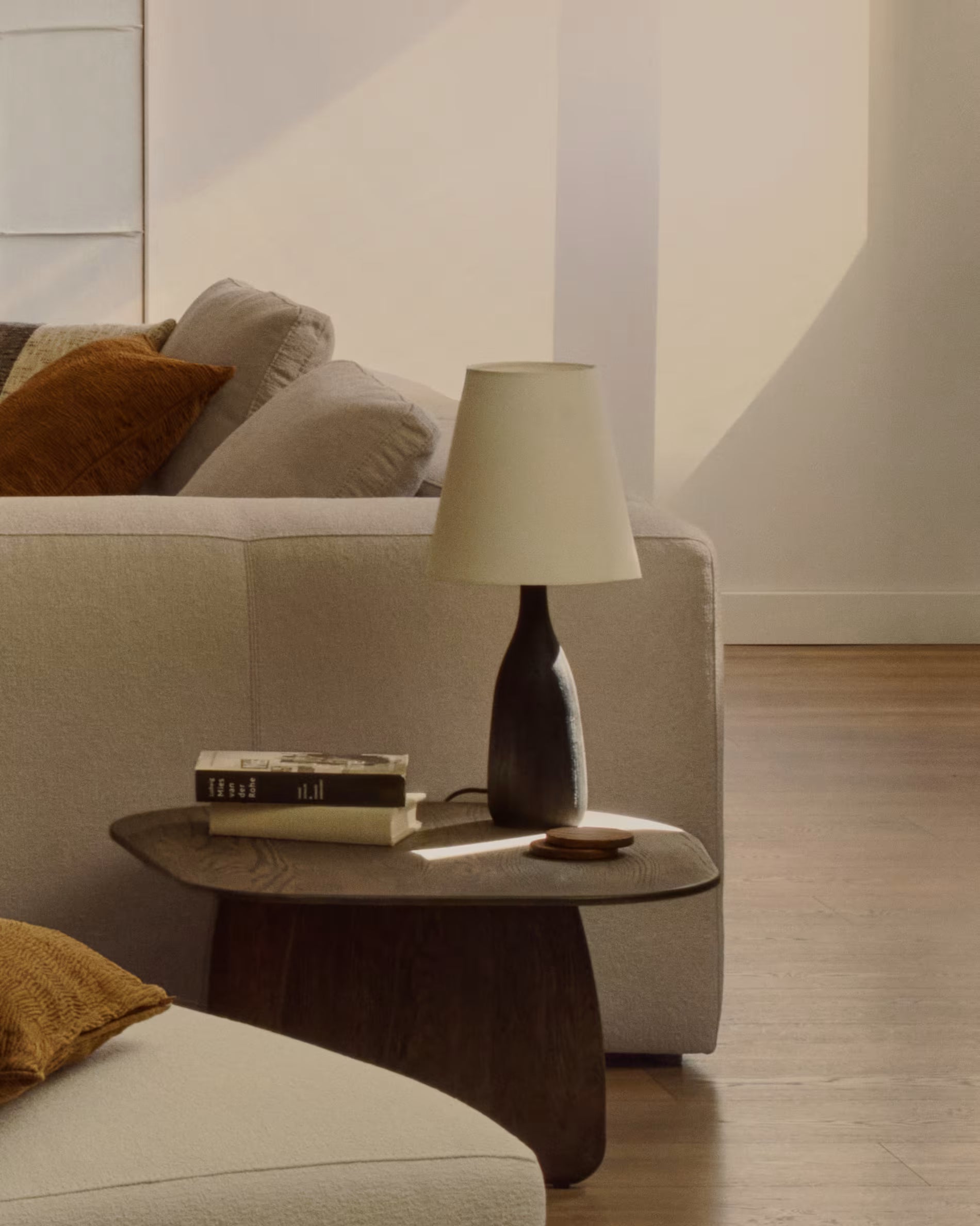 LUVIA table lamp cream shade with black base