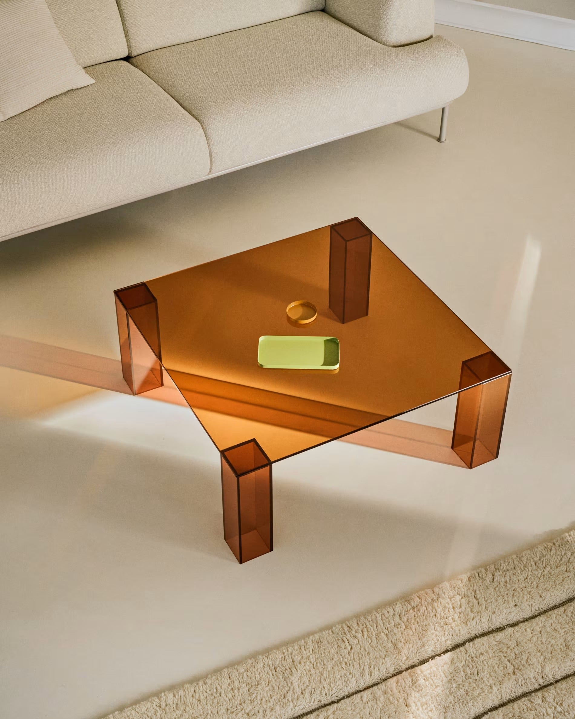 ADULARIA square coffee table brown tempered glass
