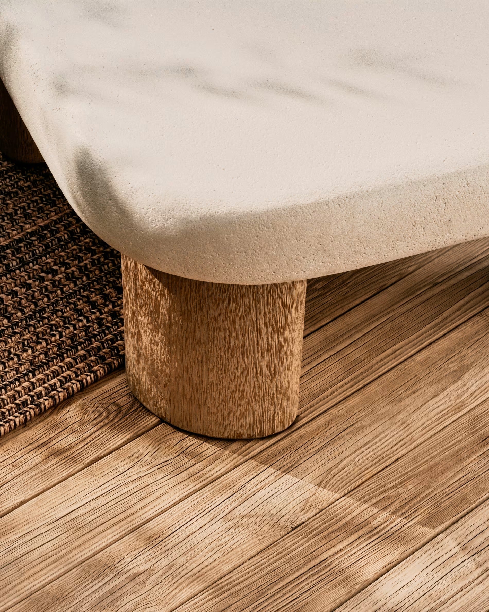 Outdoor Coffee Table LABRA Cement and Acacia Wood