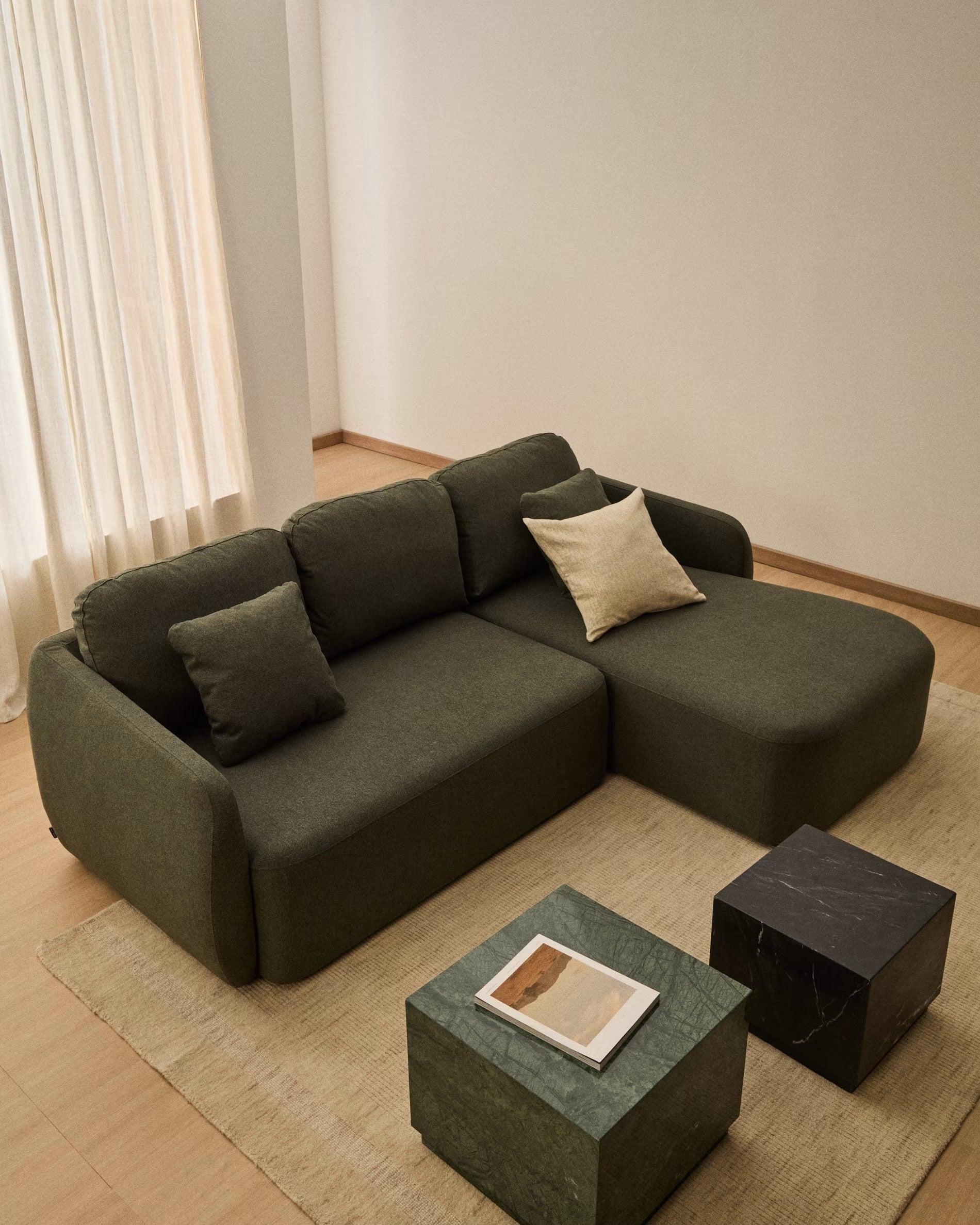 Right-facing 3-seater sofa bed LAIRA dark green