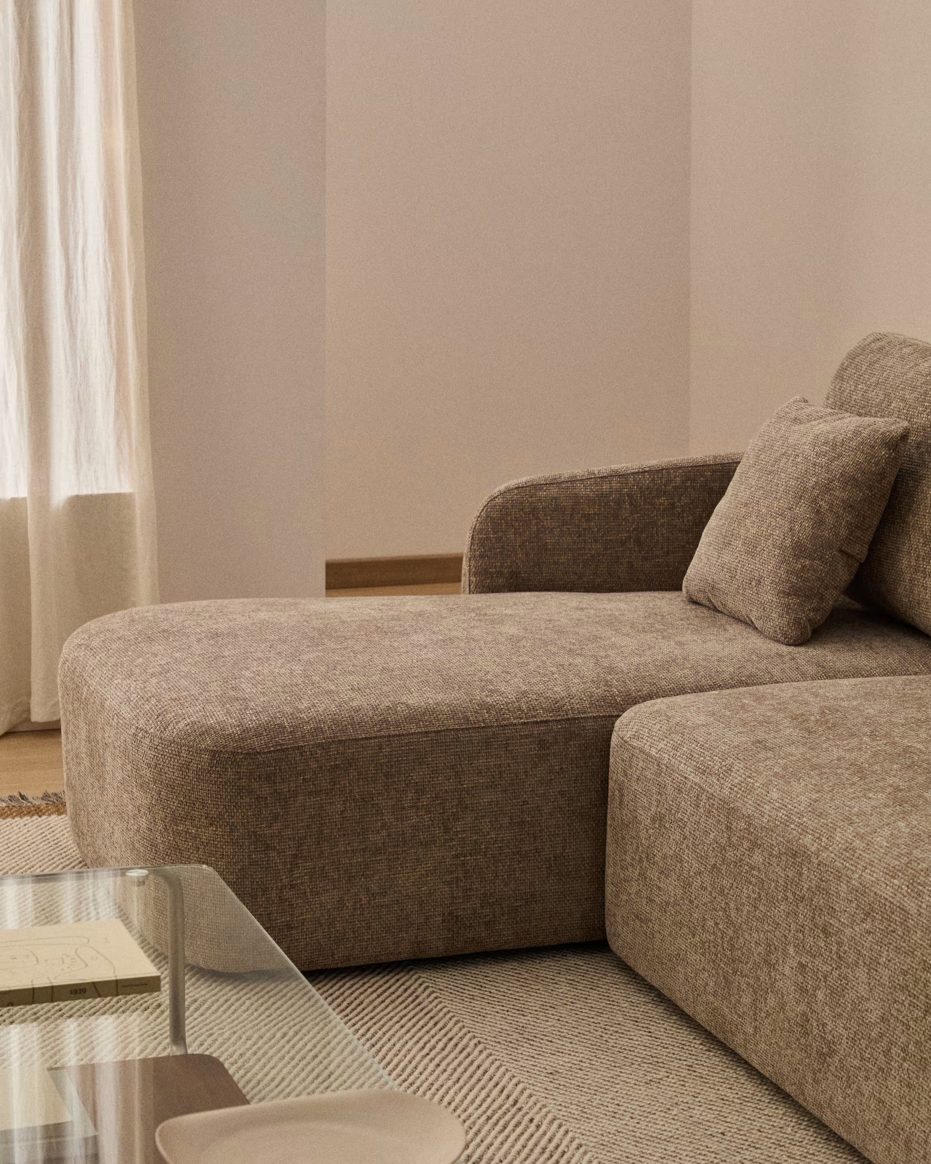 Left-facing 3-seater sofa bed LAIRA taupe