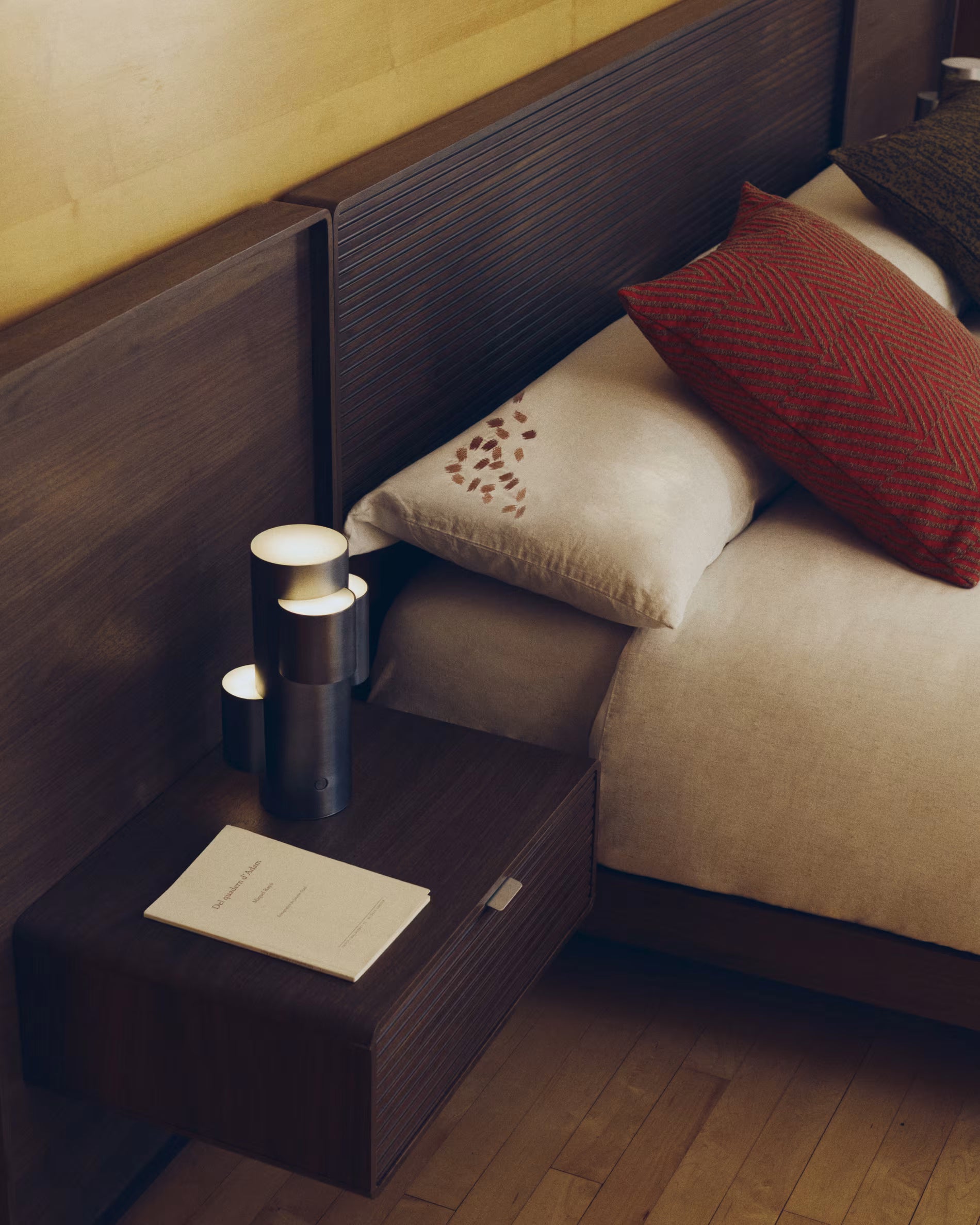 NORLEN bed with cabinets dark brown walnut veneer