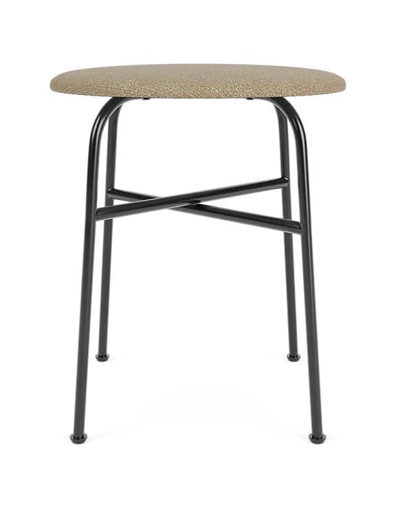 Hocker AFTEROOM beige bouclé met stalen basis