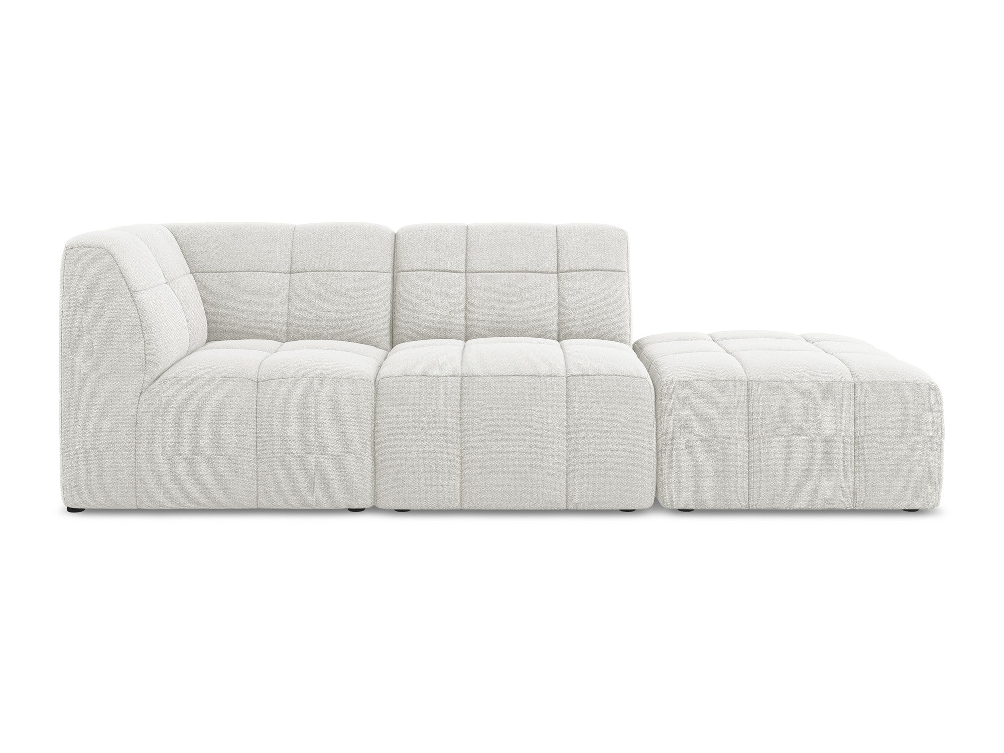 Modulares, linksseitiges, offenes 3-Sitzer-Sofa ALOHA in weißem Boucle