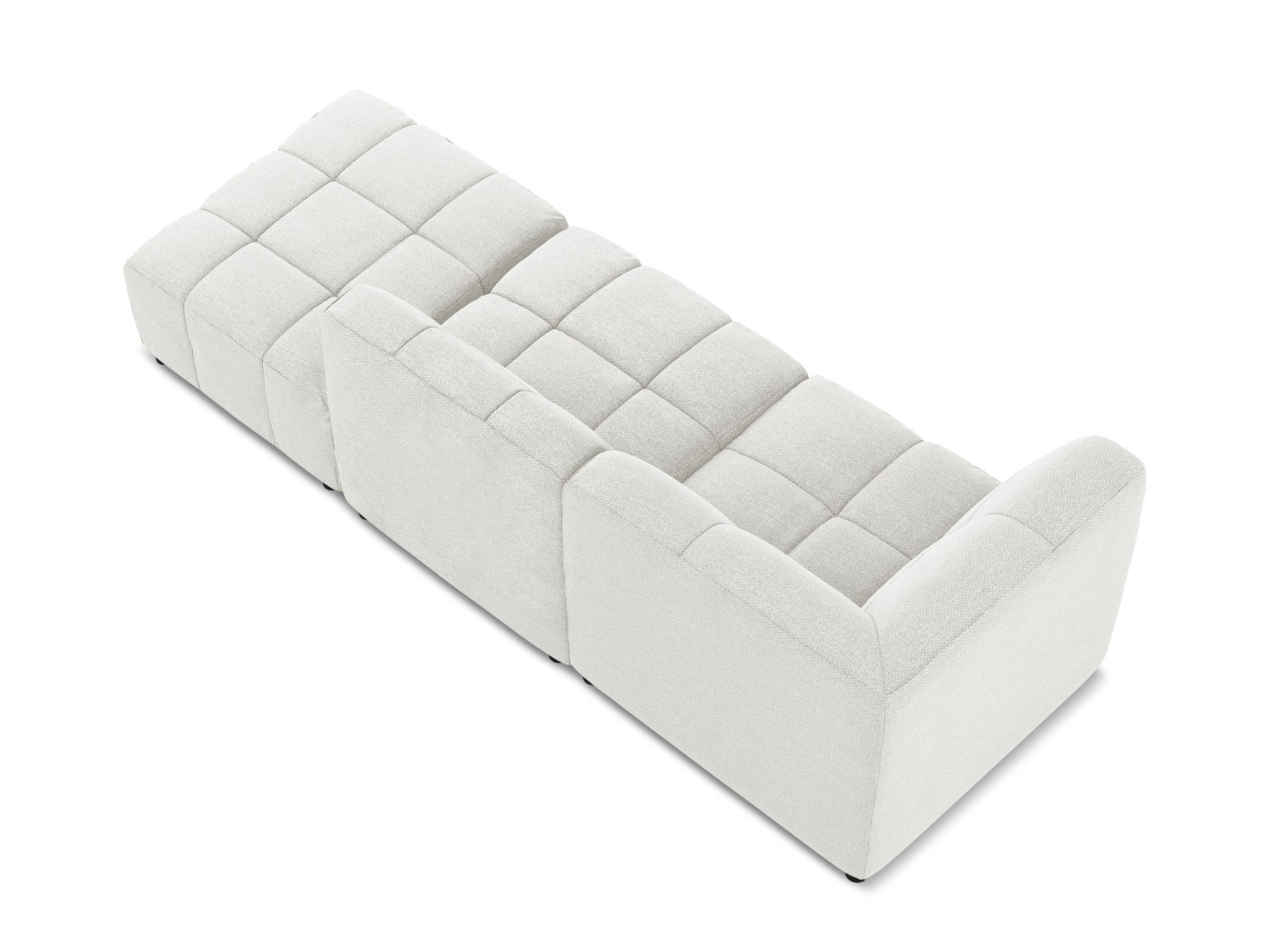 Modulares, linksseitiges, offenes 3-Sitzer-Sofa ALOHA in weißem Boucle