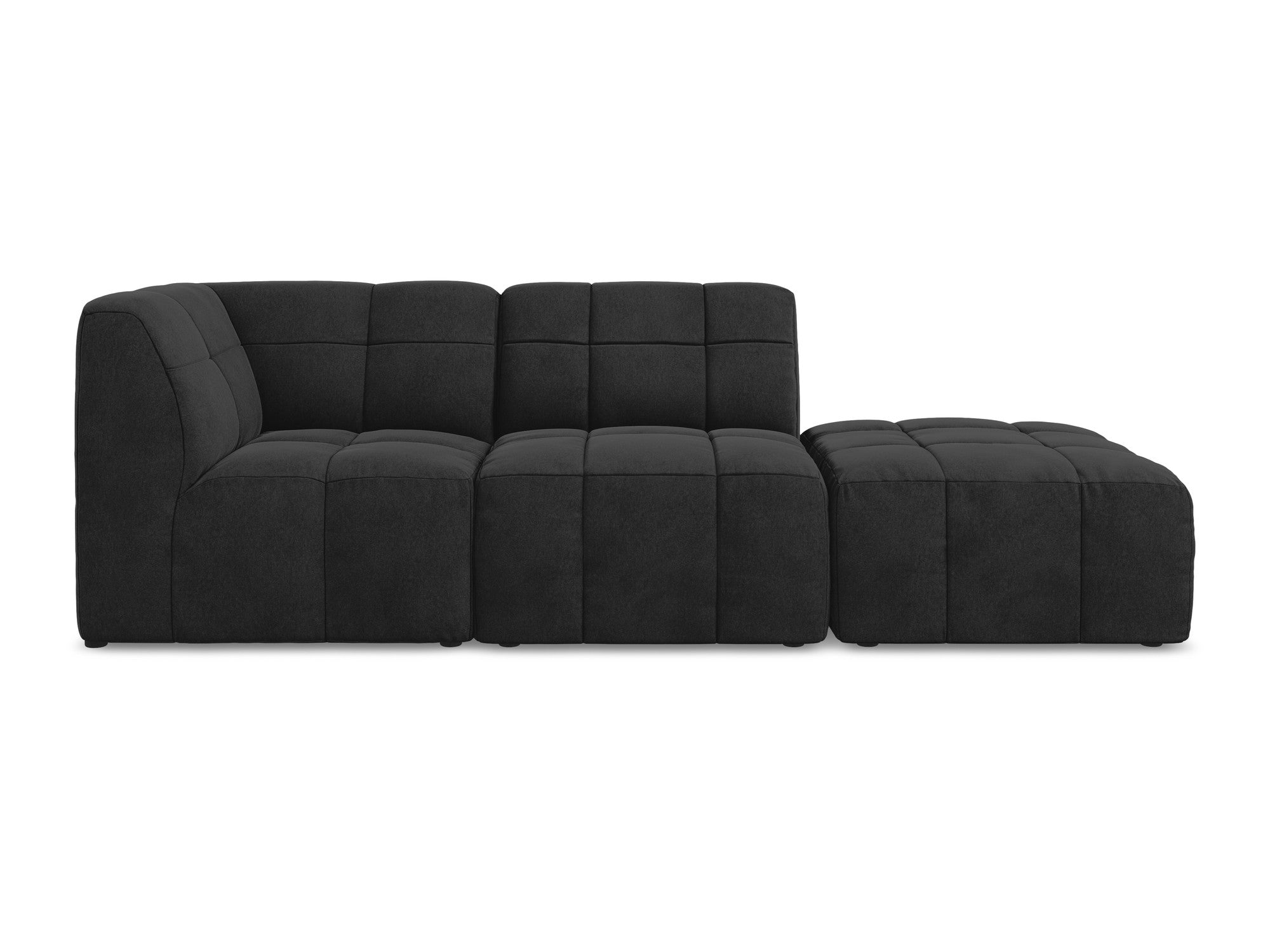 Black Left-Open Velvet Modular Sofa for 3 People ALOHA