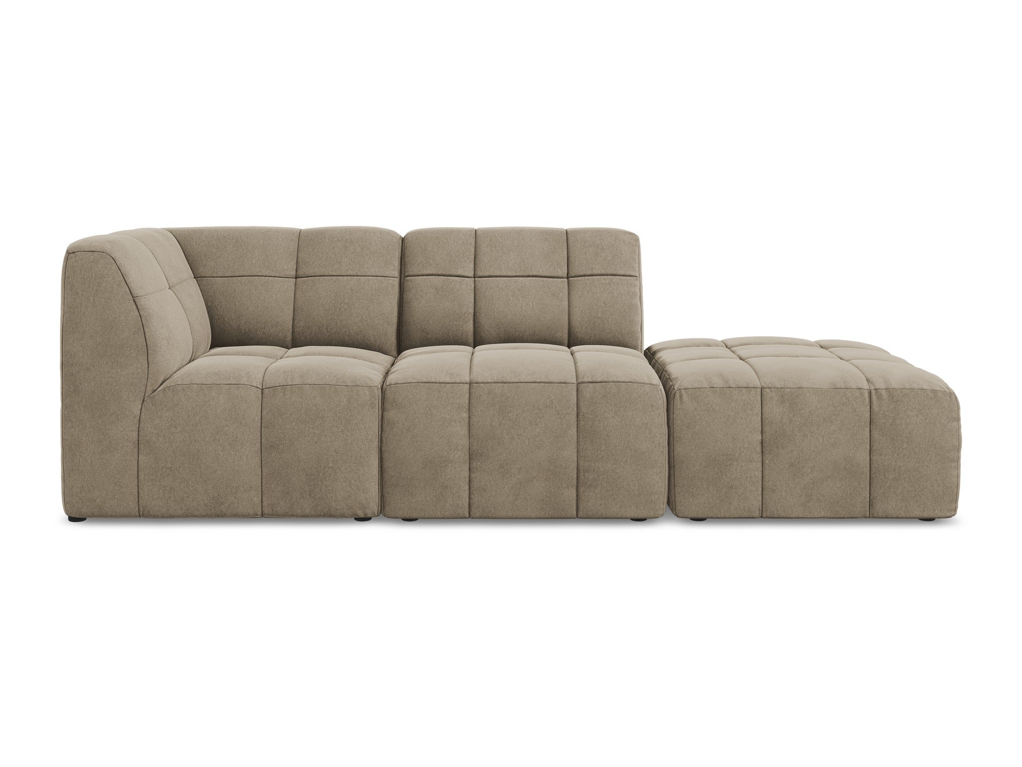 Beige Left-Open Velvet Modular Sofa for 3 People ALOHA