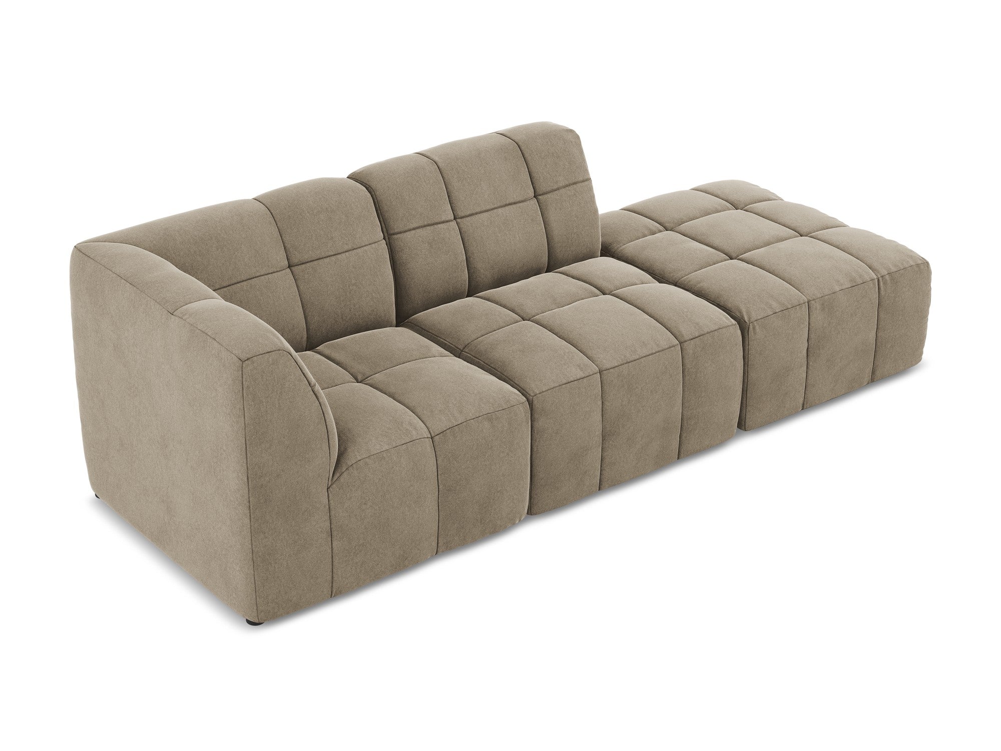 Beige Left-Open Velvet Modular Sofa for 3 People ALOHA