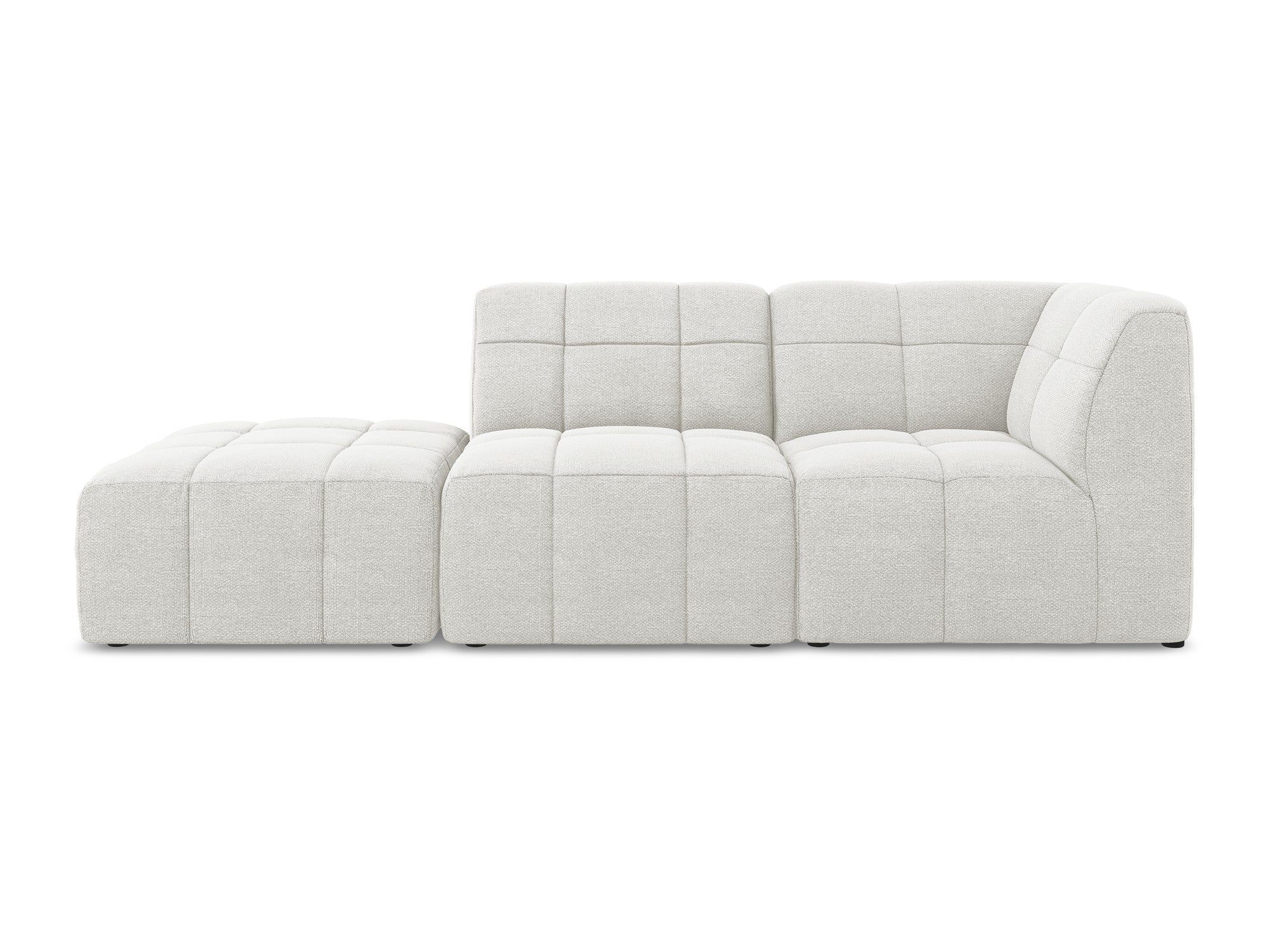 Right-facing open modular 3-seater sofa ALOHA white boucle