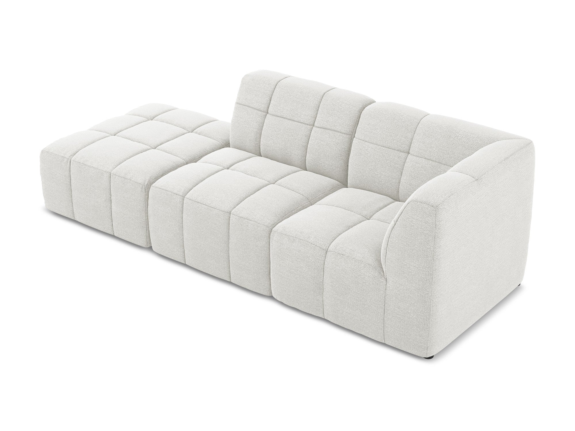 Right-facing open modular 3-seater sofa ALOHA white boucle