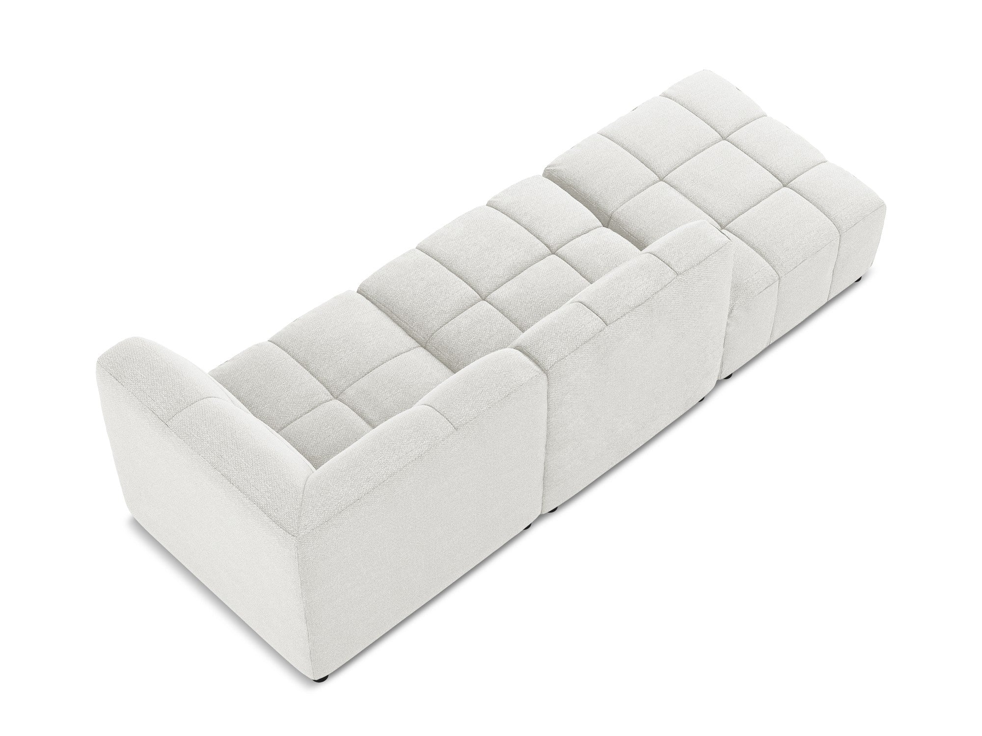 Right-facing open modular 3-seater sofa ALOHA white boucle