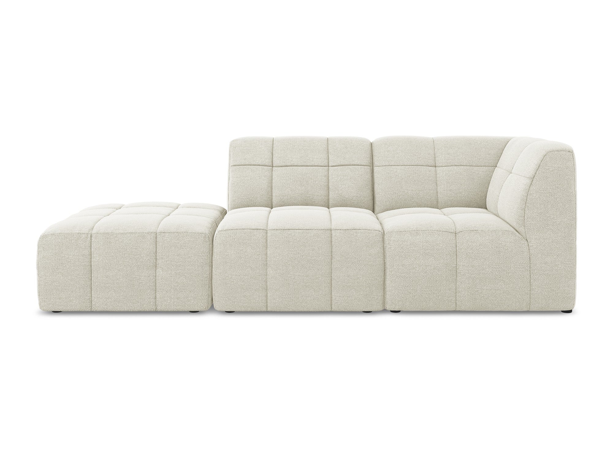 Modulares Sofa mit offener rechter Seite, 3-Sitzer ALOHA, sandfarbener Boucle