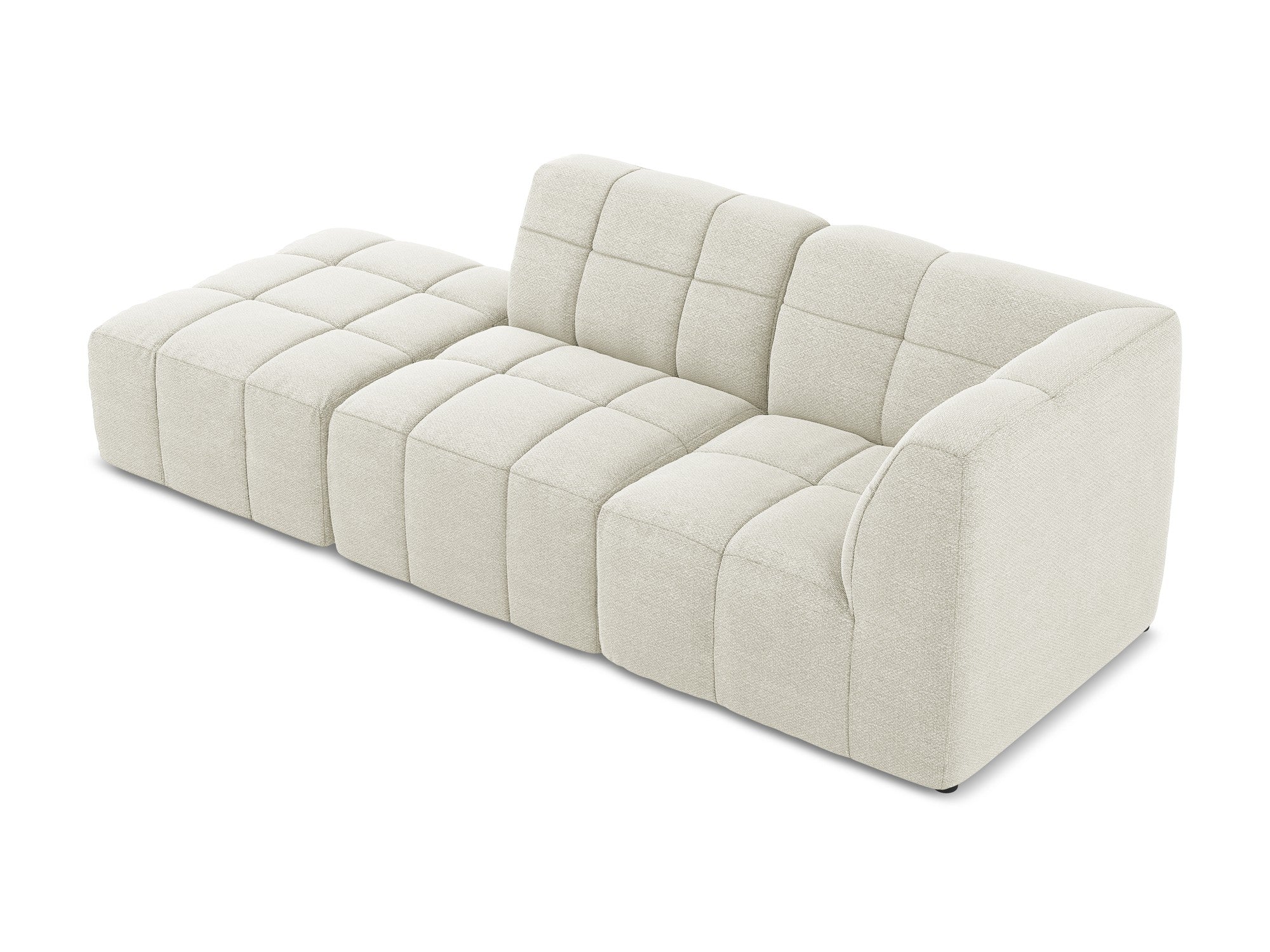 Modulares Sofa mit offener rechter Seite, 3-Sitzer ALOHA, sandfarbener Boucle