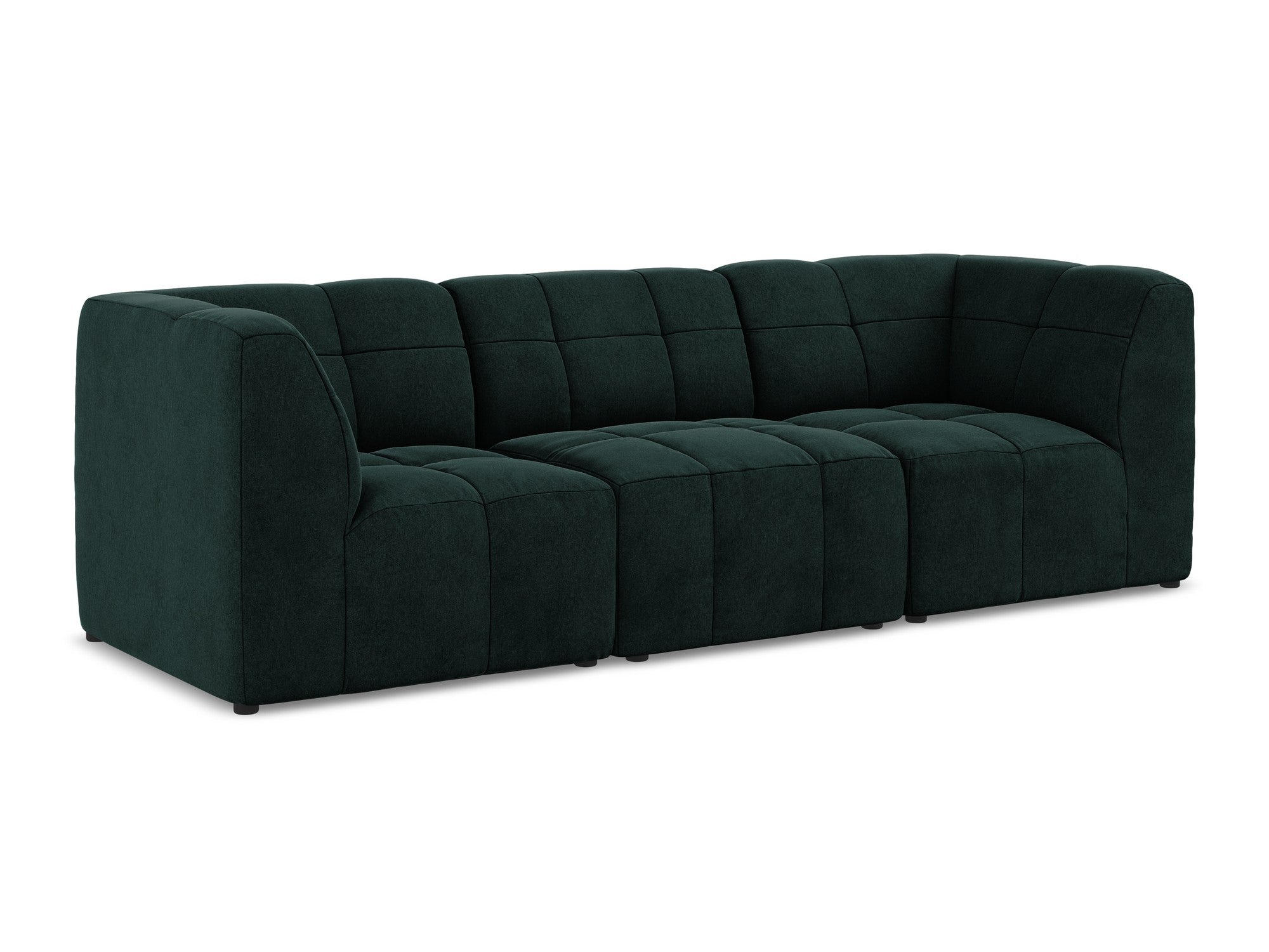 Velvet modular sofa for 3 people ALOHA gray-green