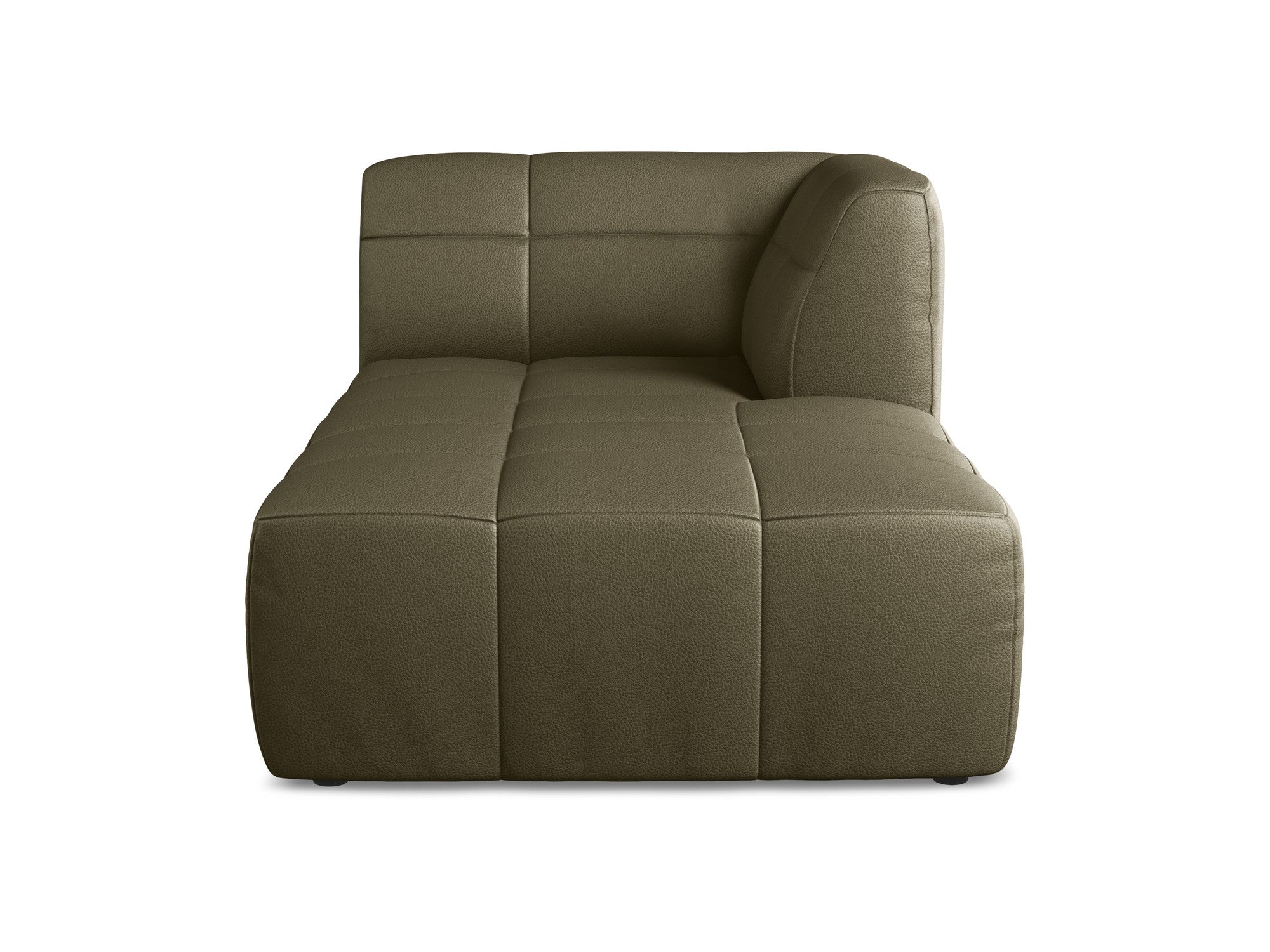 Right-facing ALOHA chaise lounge in olive green faux leather