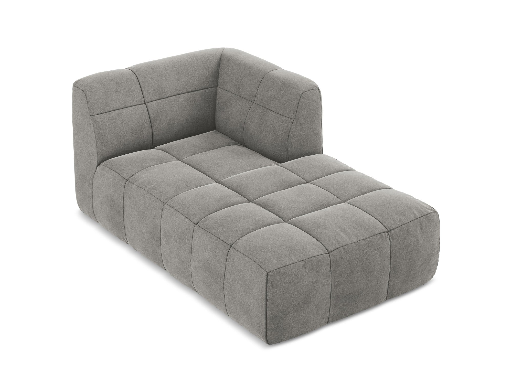 Right-facing velvet chaise lounge ALOHA gray