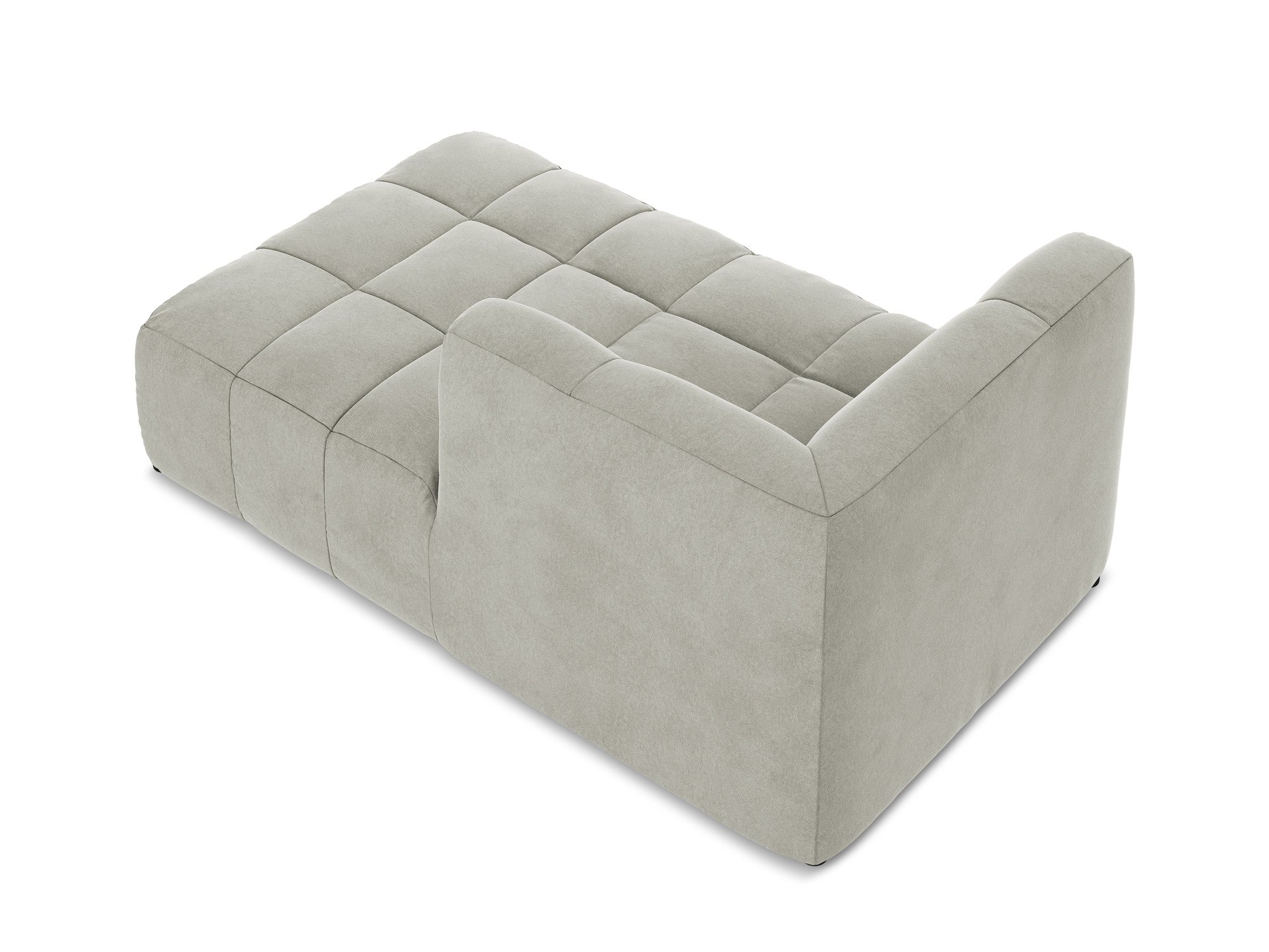 Rechthoekige chaise longue van fluweel ALOHA lichtgrijs