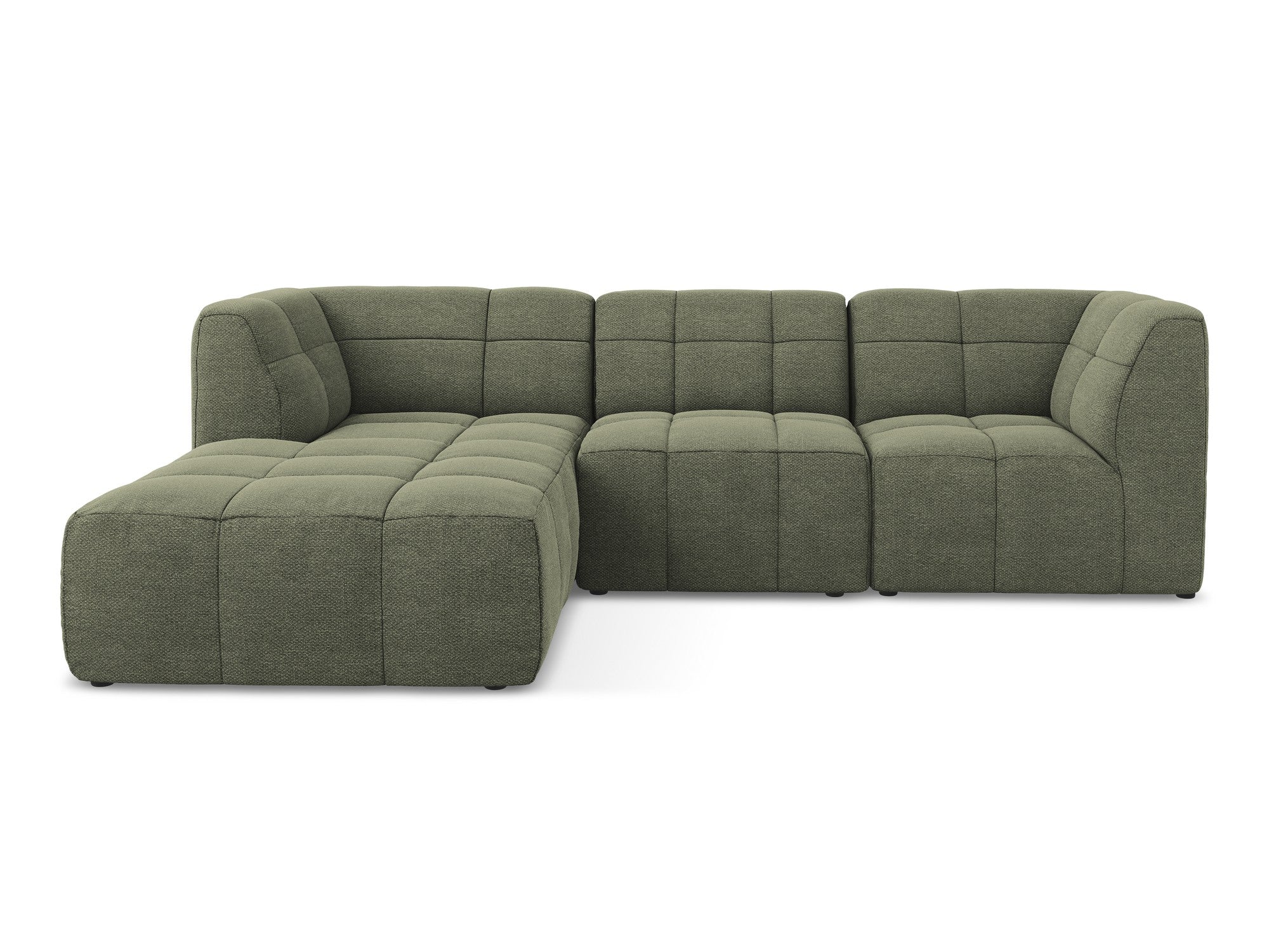 Modulaire hoekbank links 3-zits ALOHA olijfgroene boucle