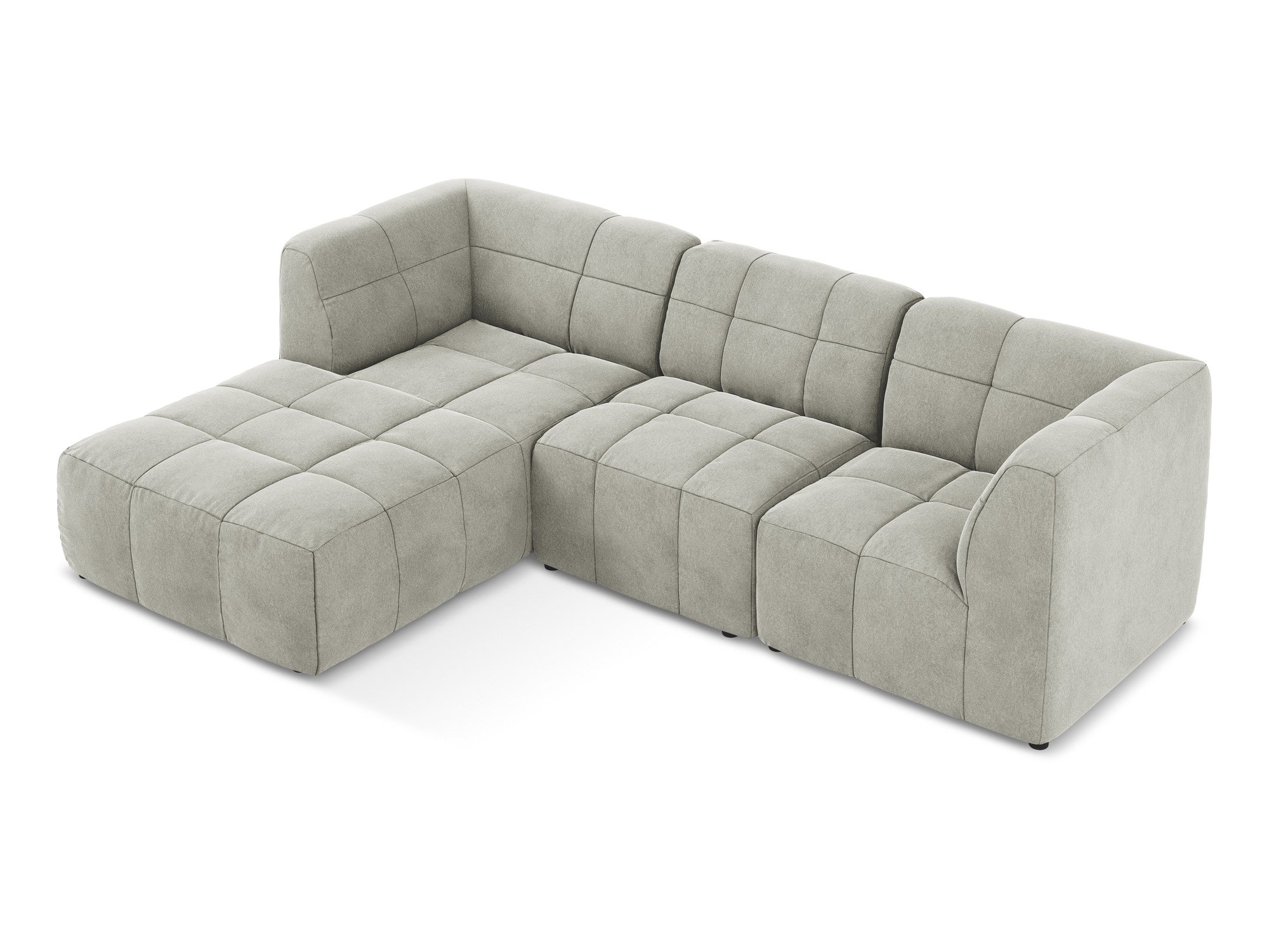 Modularer Samt-Ecksofa linksseitig 3-sitzig ALOHA hellgrau