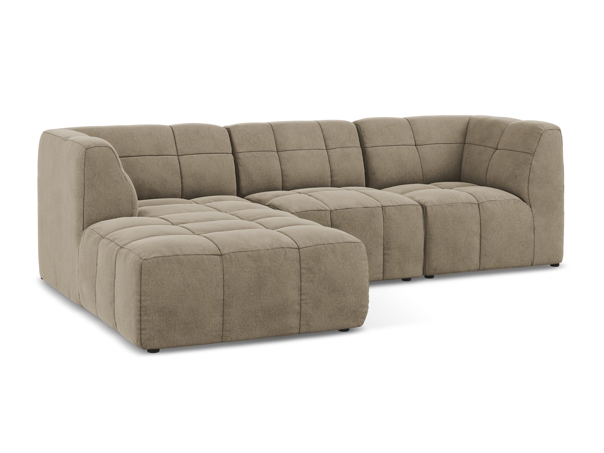 Left-facing velvet modular sofa for 3 people ALOHA beige