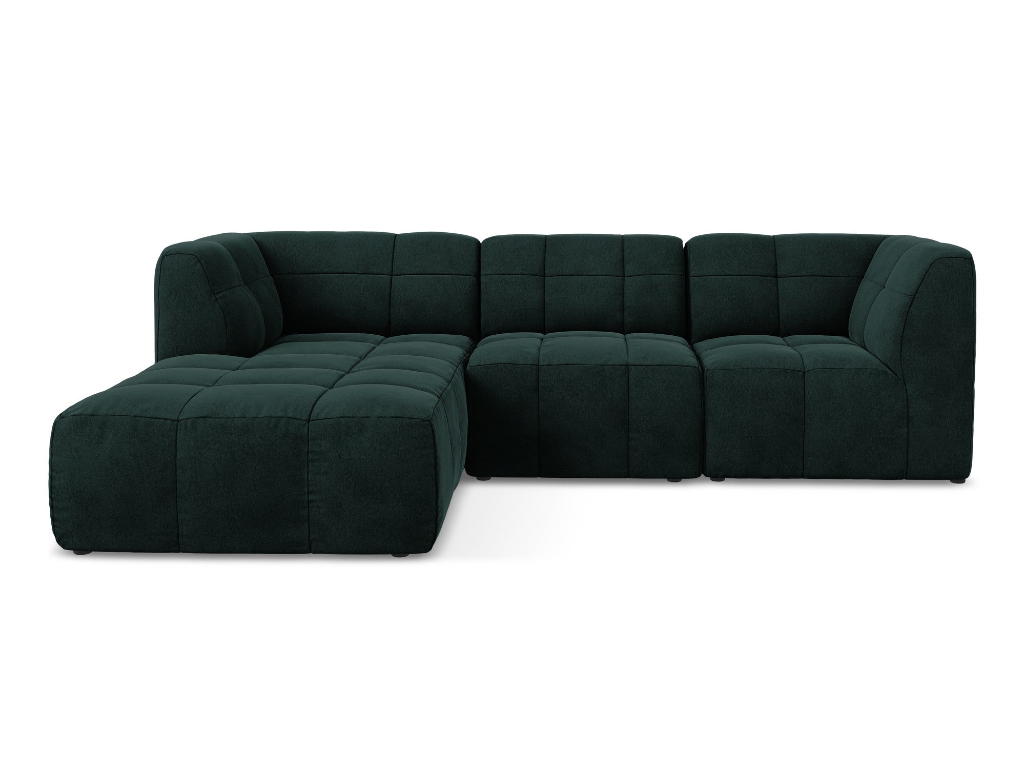 Left-facing velvet modular sofa for 3 people ALOHA in gray-green
