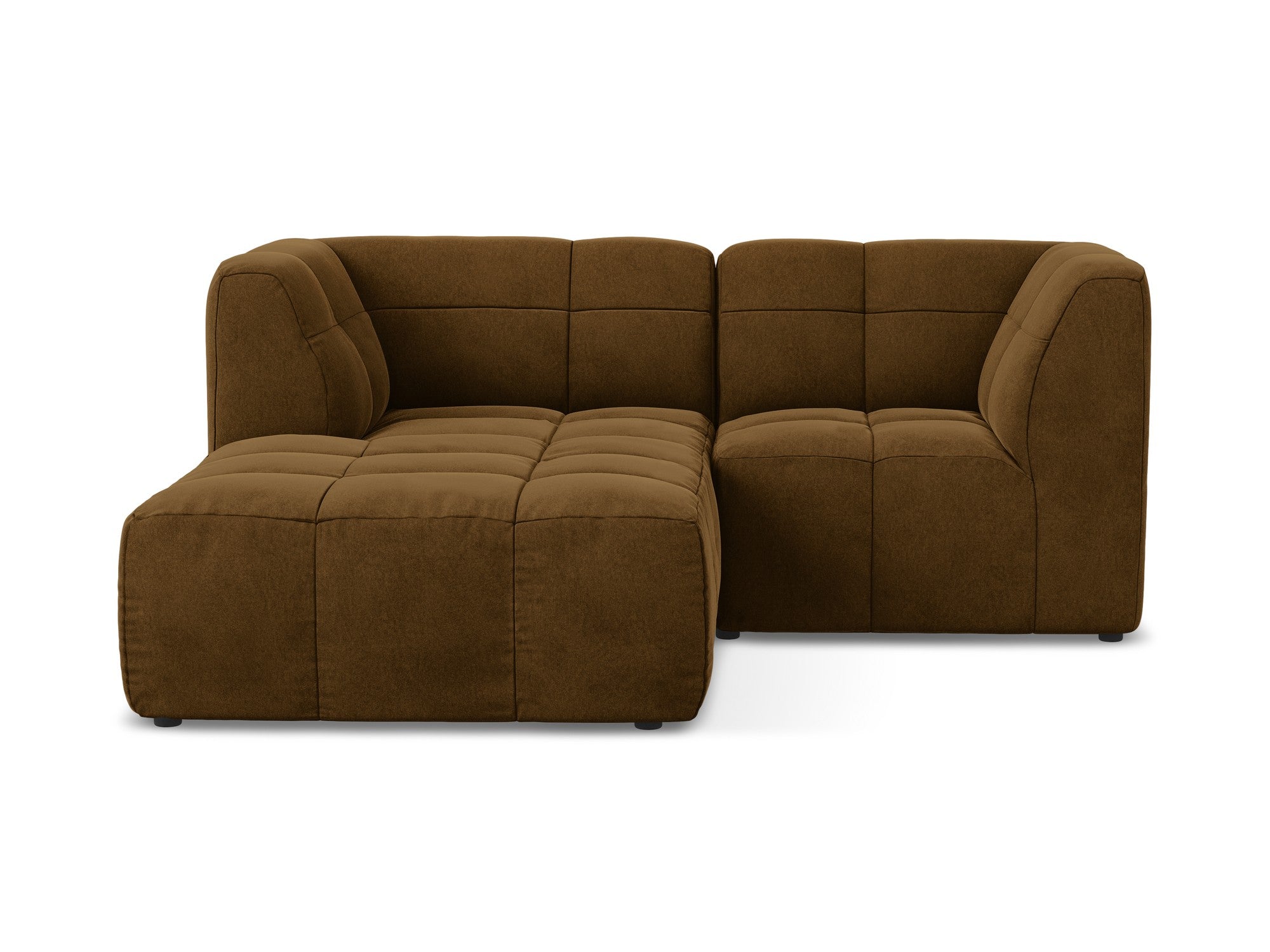 Modulaire fluwelen hoekbank links 2-zits ALOHA mosterdkleur